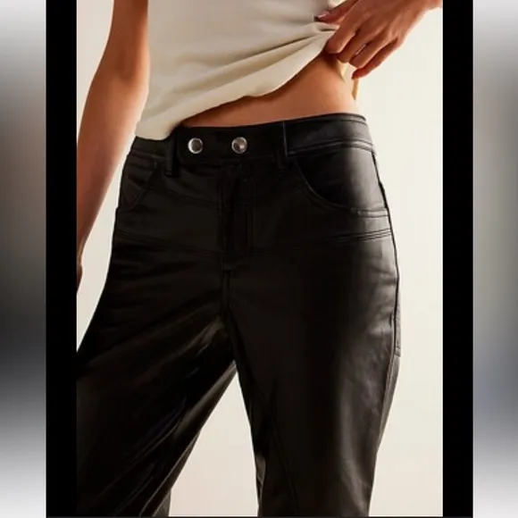 💗 Free People We The Free Rebel Vegan Leather Pants Black