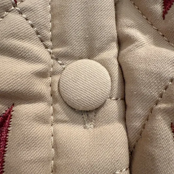 100% Cotton Quilted Appliqué Floral Short Boxy Jacket Womens Large Grandma Boho