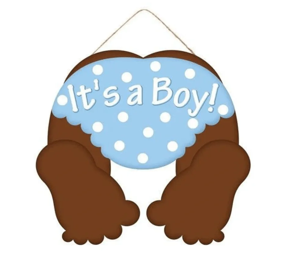 10" Dark Baby Bottom Sign: It's a Boy