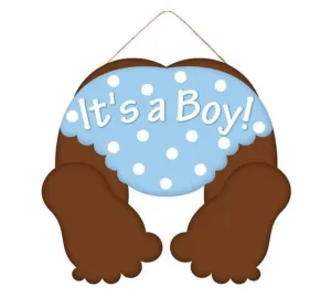 10" Dark Baby Bottom Sign: It's a Boy