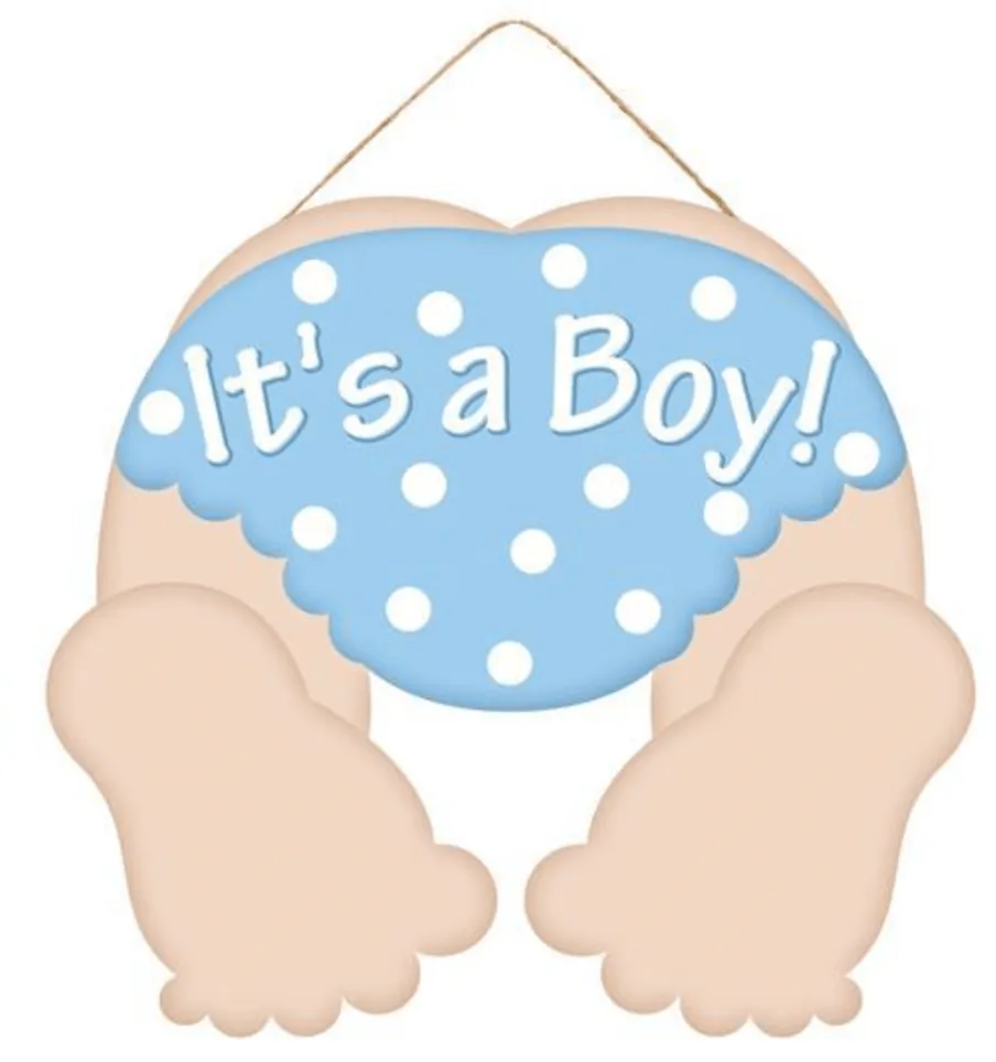10" Light Skin Baby Bottom Sign: It's a Boy