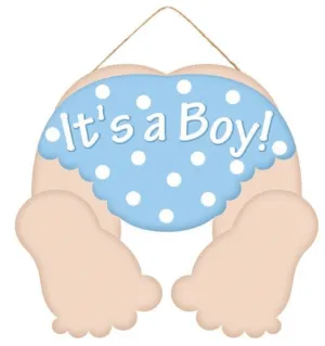 10" Light Skin Baby Bottom Sign: It's a Boy