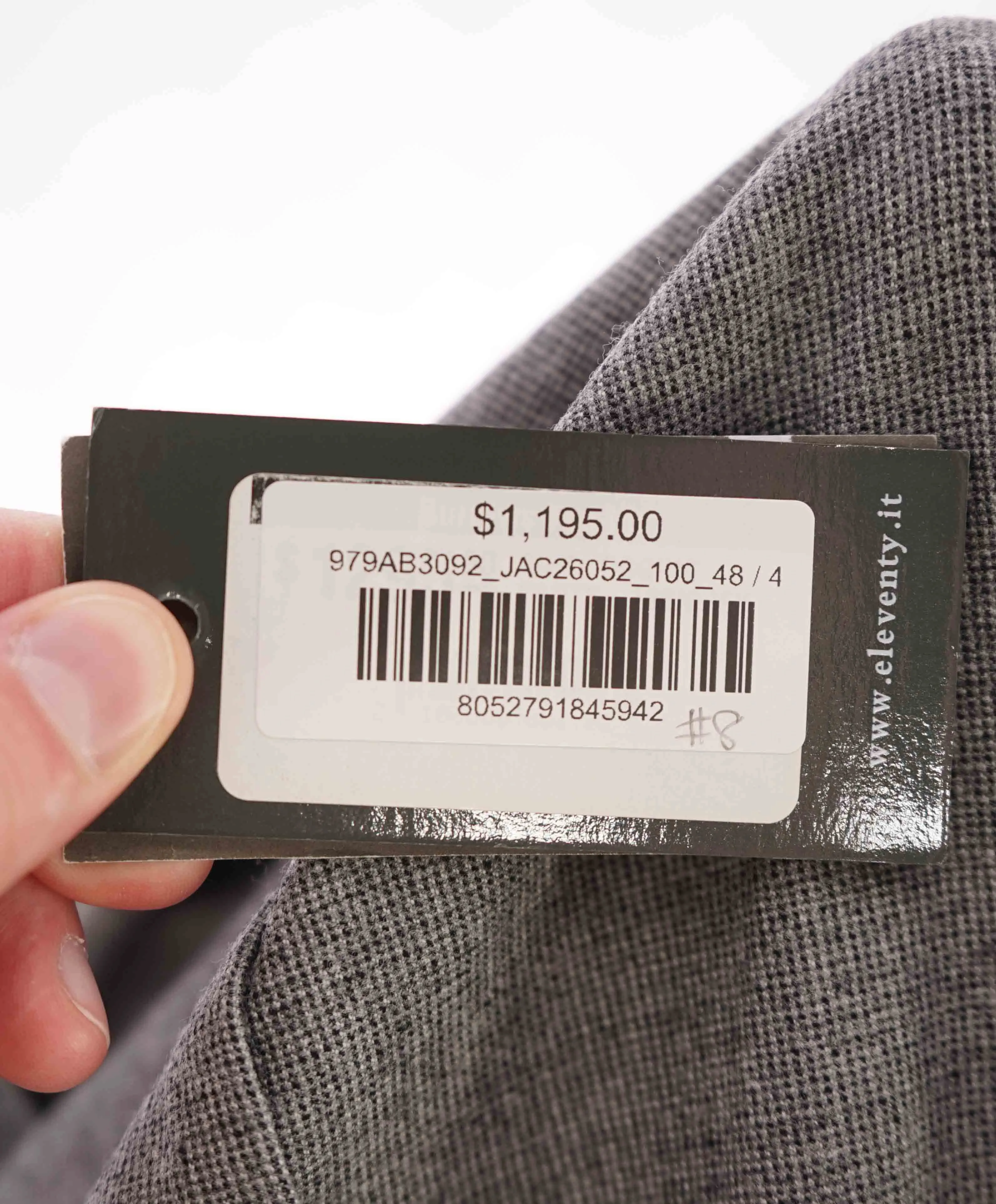 $1,595 ELEVENTY - Wool/Spandex Houndstooth Gray "JOGGER" Suit - 38US (48EU)