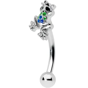 16 Gauge 5/16 Black Gem Polka Dot Frog Blue Green Curved Eyebrow Ring