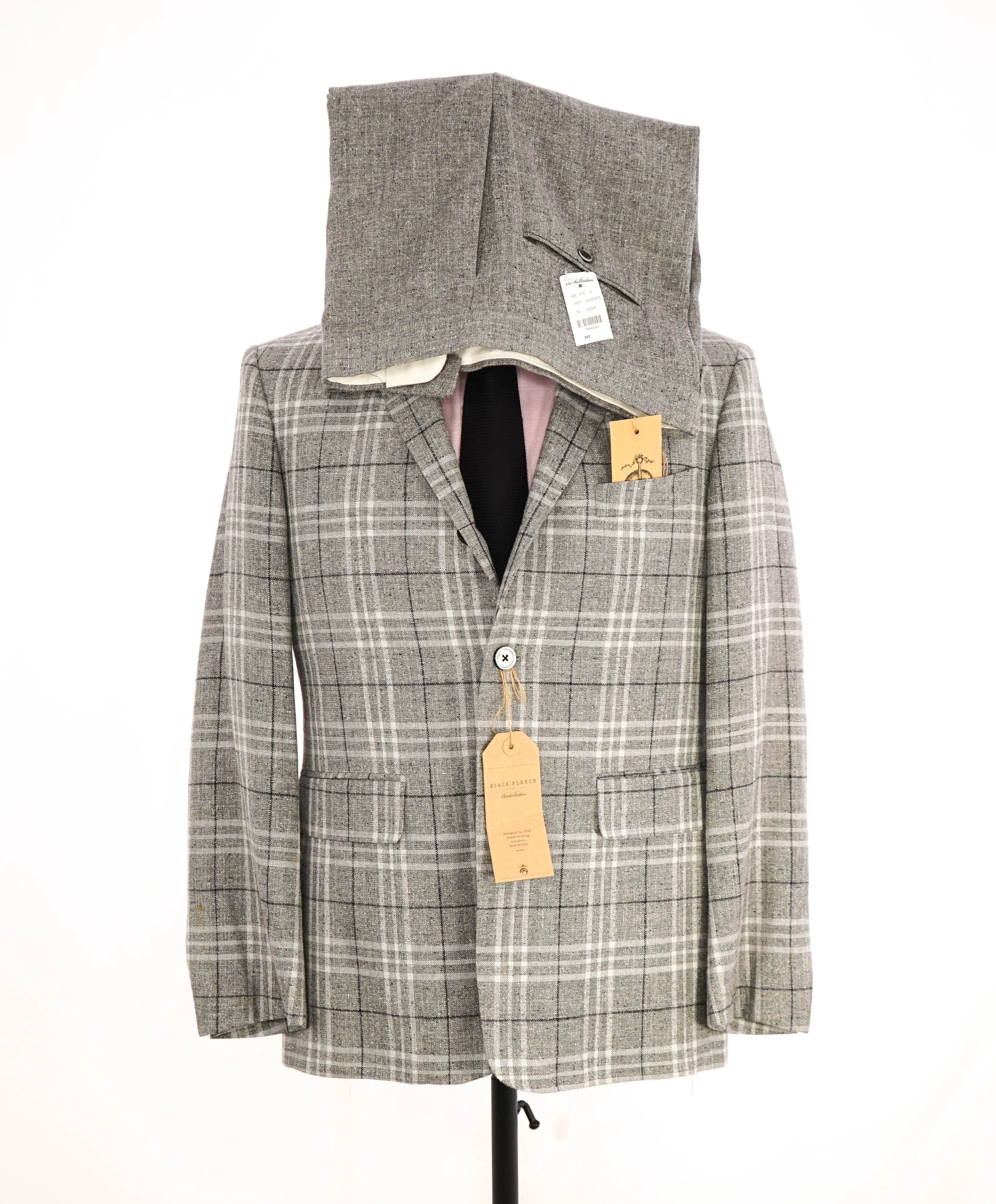 $1,895 BLACK FLEECE - By THOM BROWNE Wool/Silk/Linen TWEED Media Suit - 40R