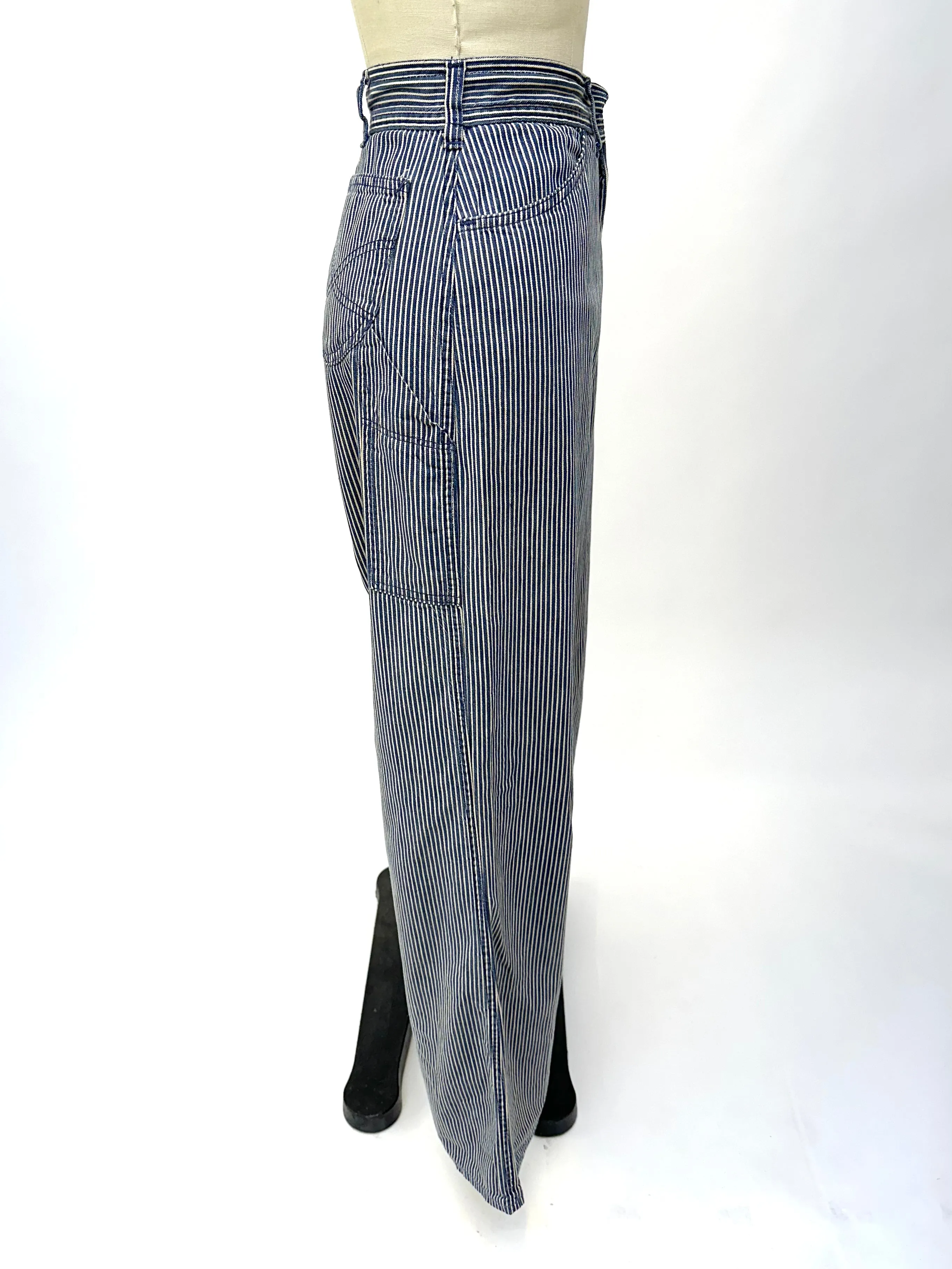 1970s Hickory Stripe Wide Leg Jeans