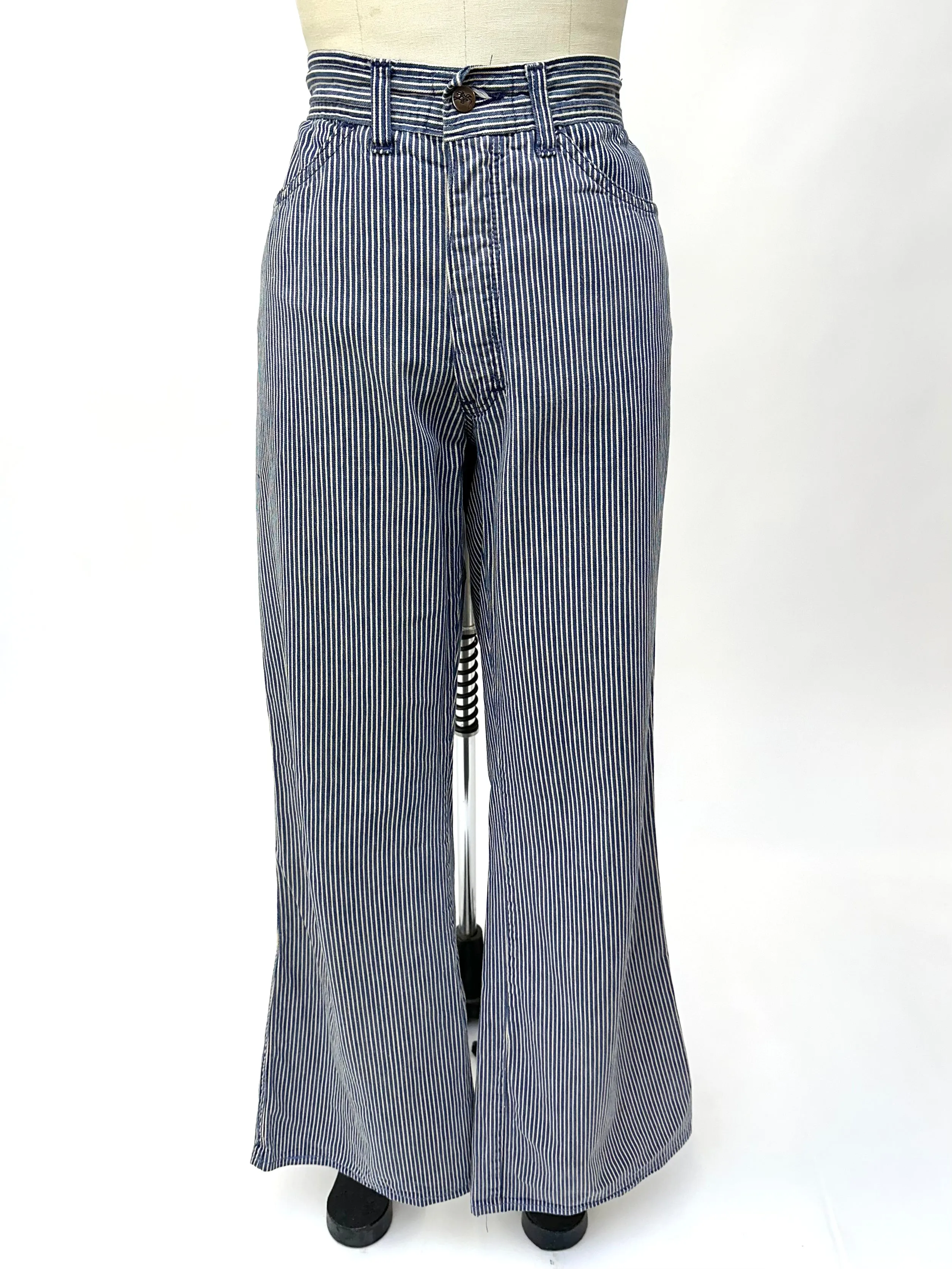 1970s Hickory Stripe Wide Leg Jeans