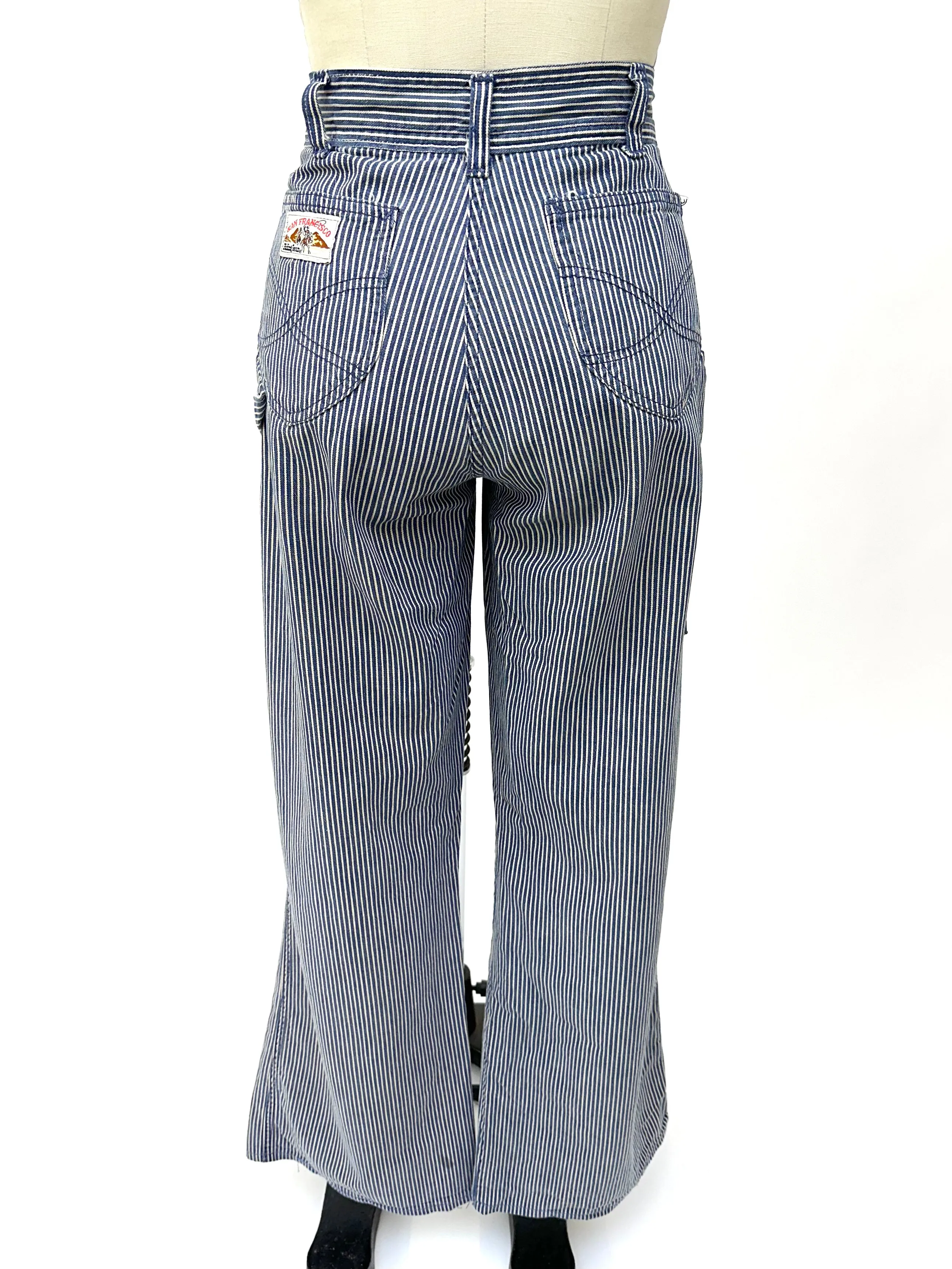 1970s Hickory Stripe Wide Leg Jeans