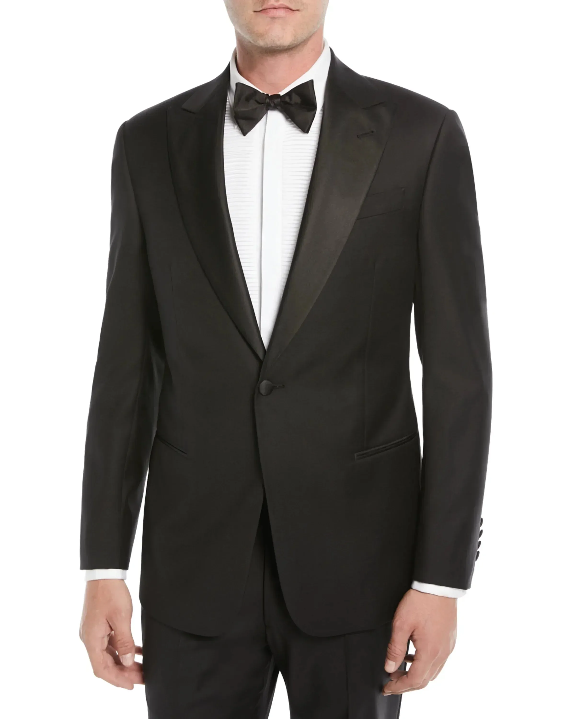 $1,995 EMPORIO ARMANI - “M LINE” 1-Btn Peak Lapel Tuxedo Suit - 44R