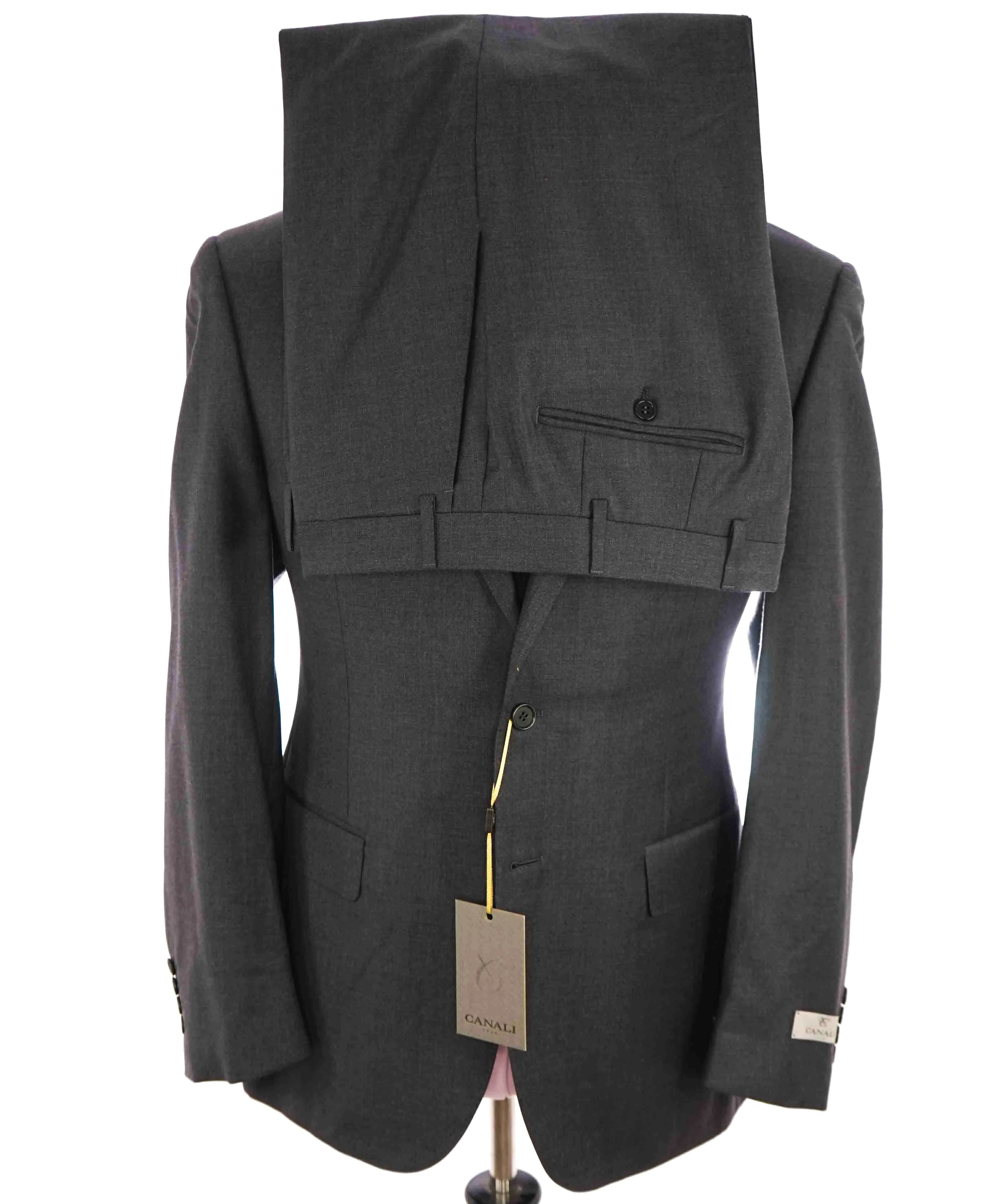 $2,000 CANALI - Charcoal Gray *CLOSET STAPLE* Notch Lapel Suit - 44L 35W