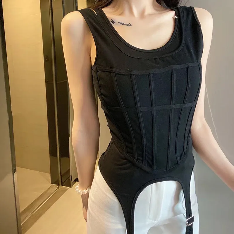2020 Sexy Striped  2pcs Irregular Hem Tunic