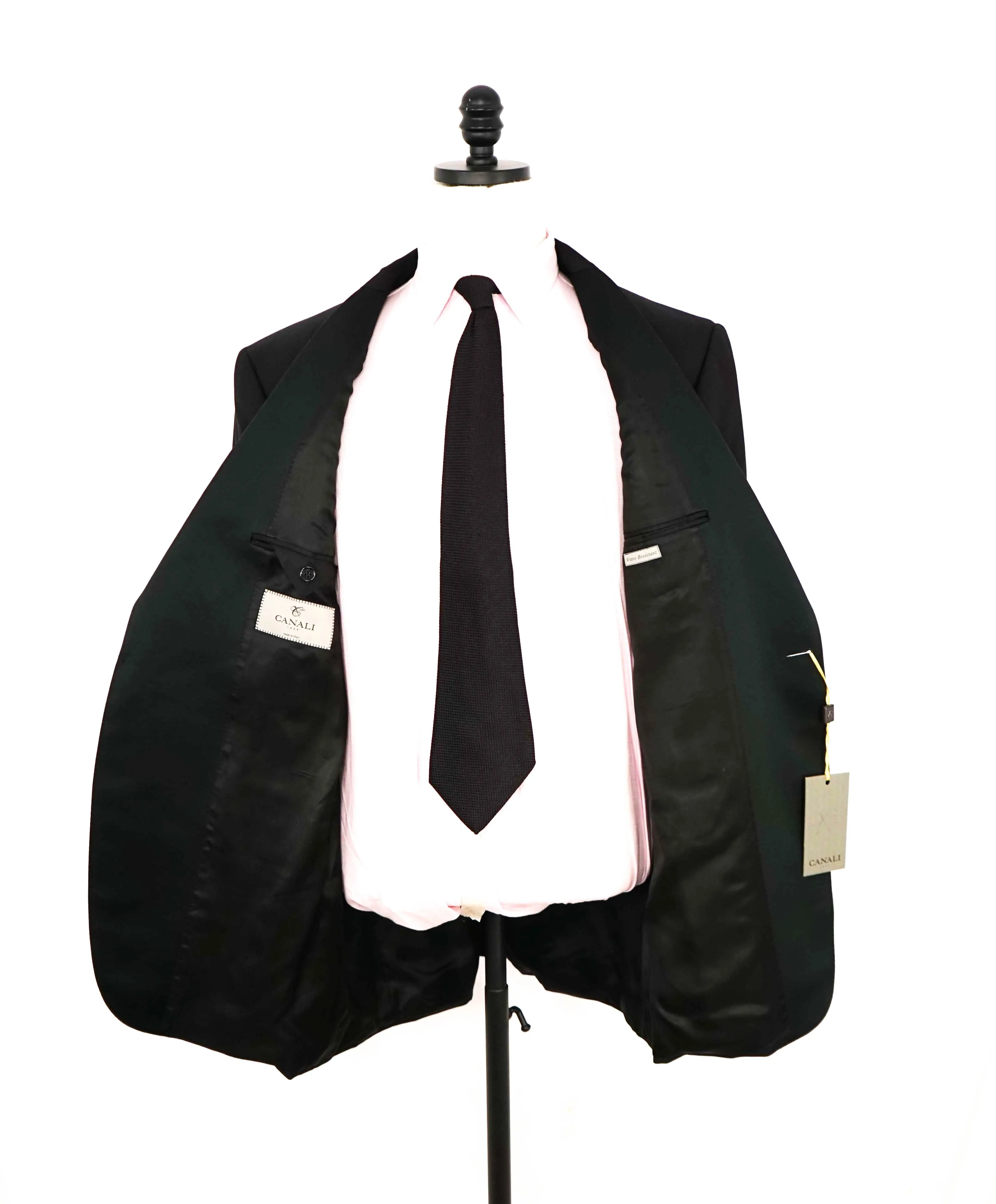 $2,195 CANALI - Black *CLOSET STAPLE* Peak Lapel Tuxedo Suit - 48L