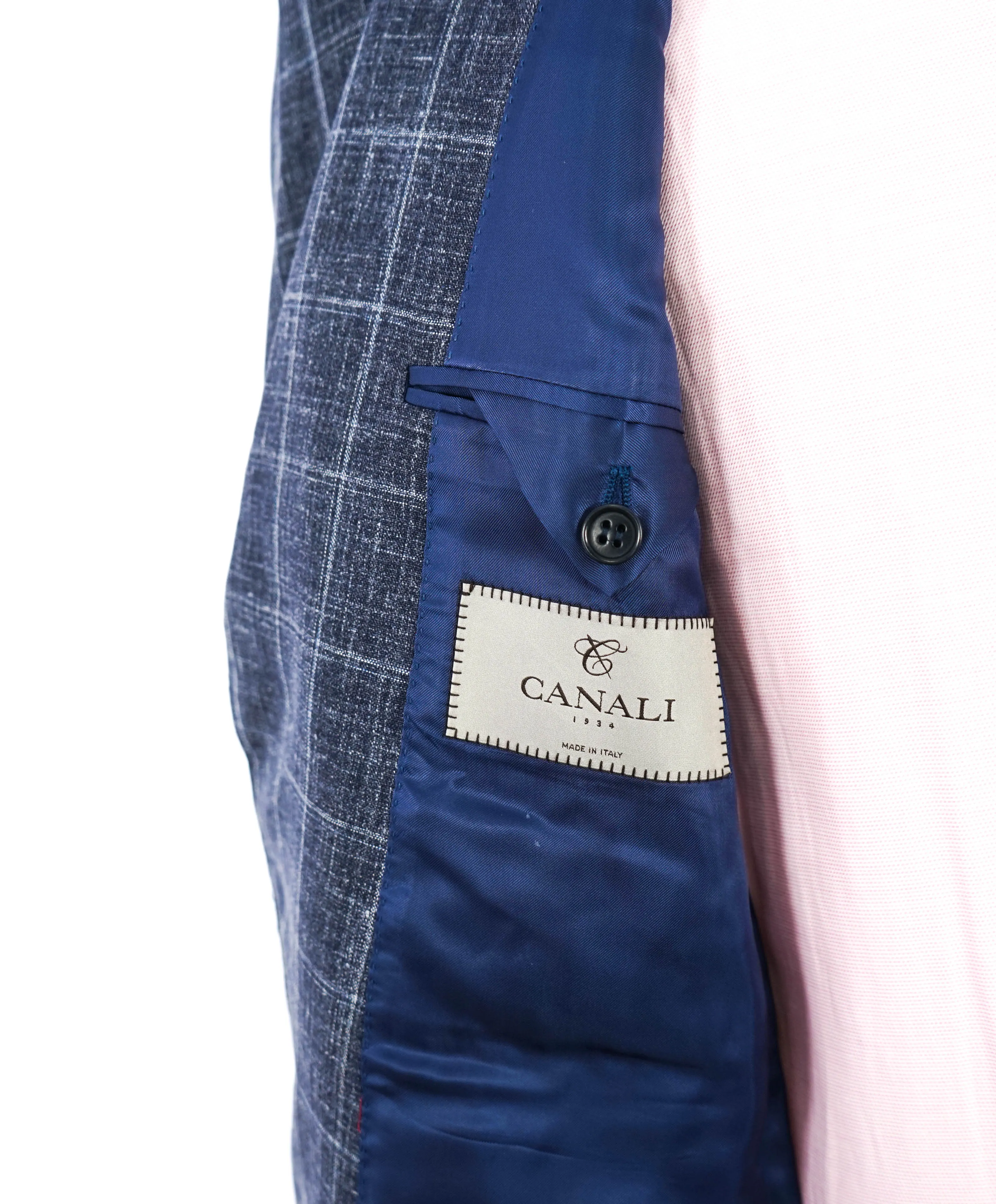 $2,195 CANALI - Medium Blue Heather WOOL/LINEN/SILK Textured Suit - 42R
