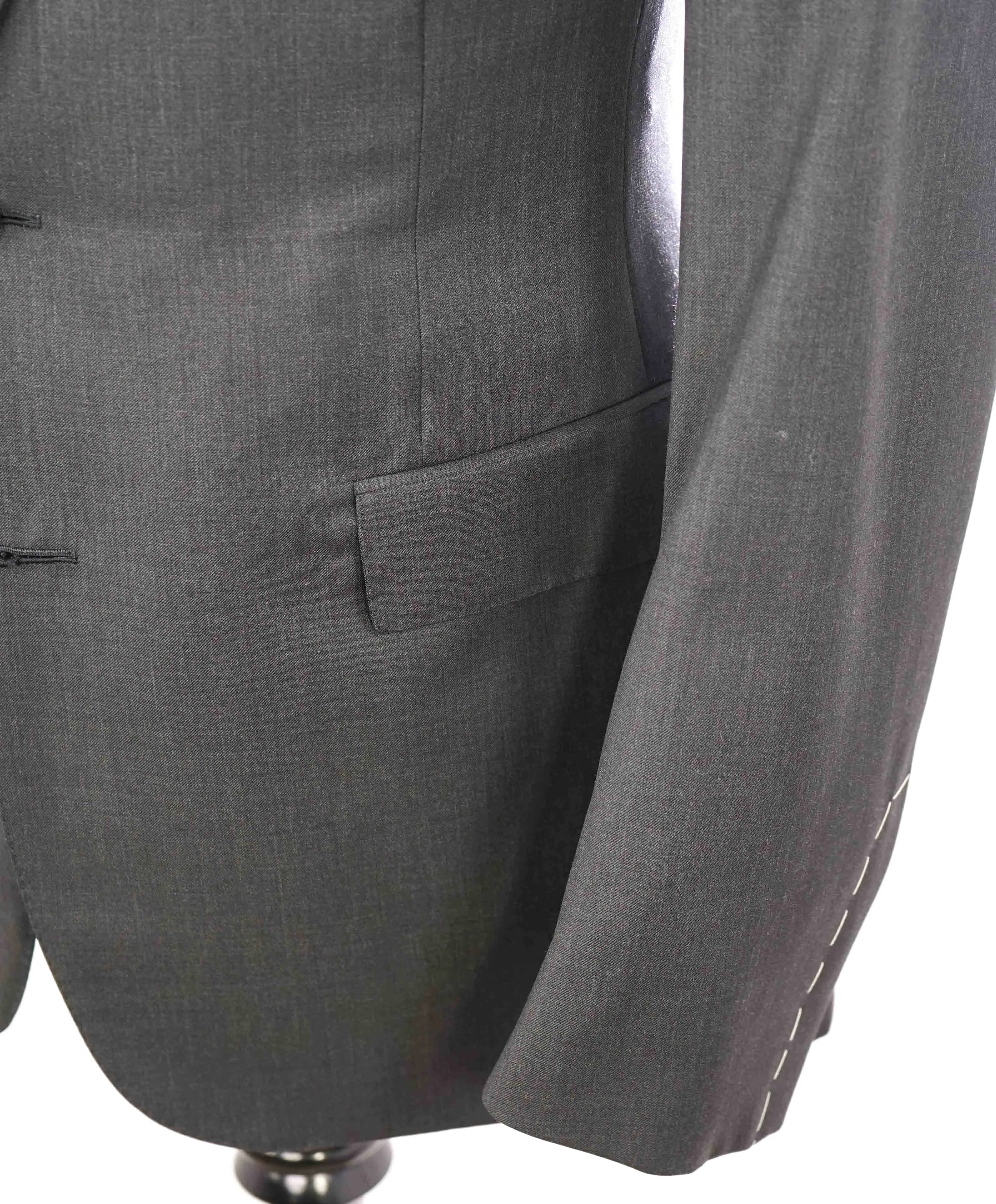 $2,995 RALPH LAUREN PURPLE LABEL - *WOOL* Ticket Pocket Gray Suit - 40R 35W