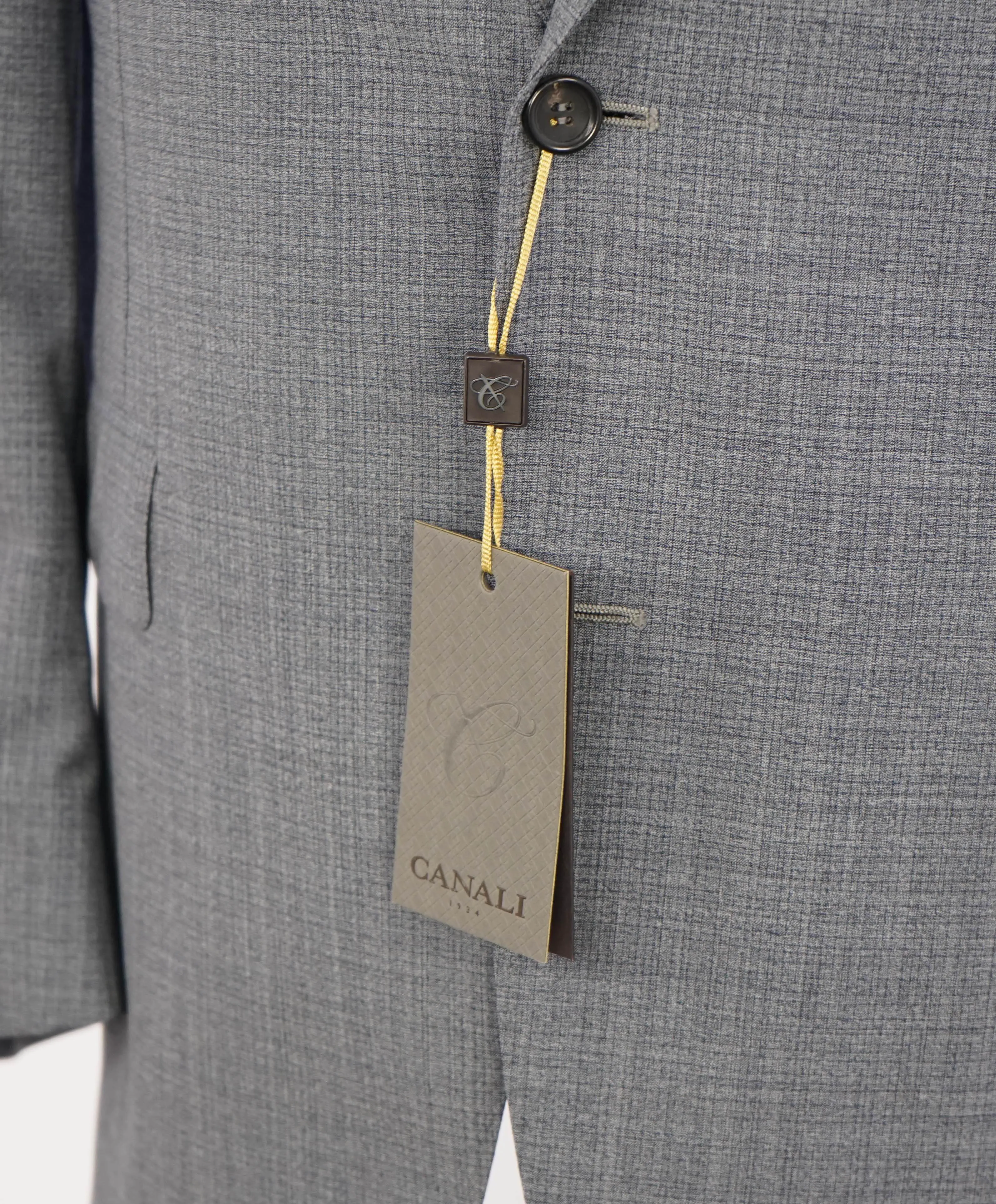 $3,095 CANALI - **EXCLUSIVE**SUPER 150's Steel Blue Textured Notch Lapel Suit - 46R
