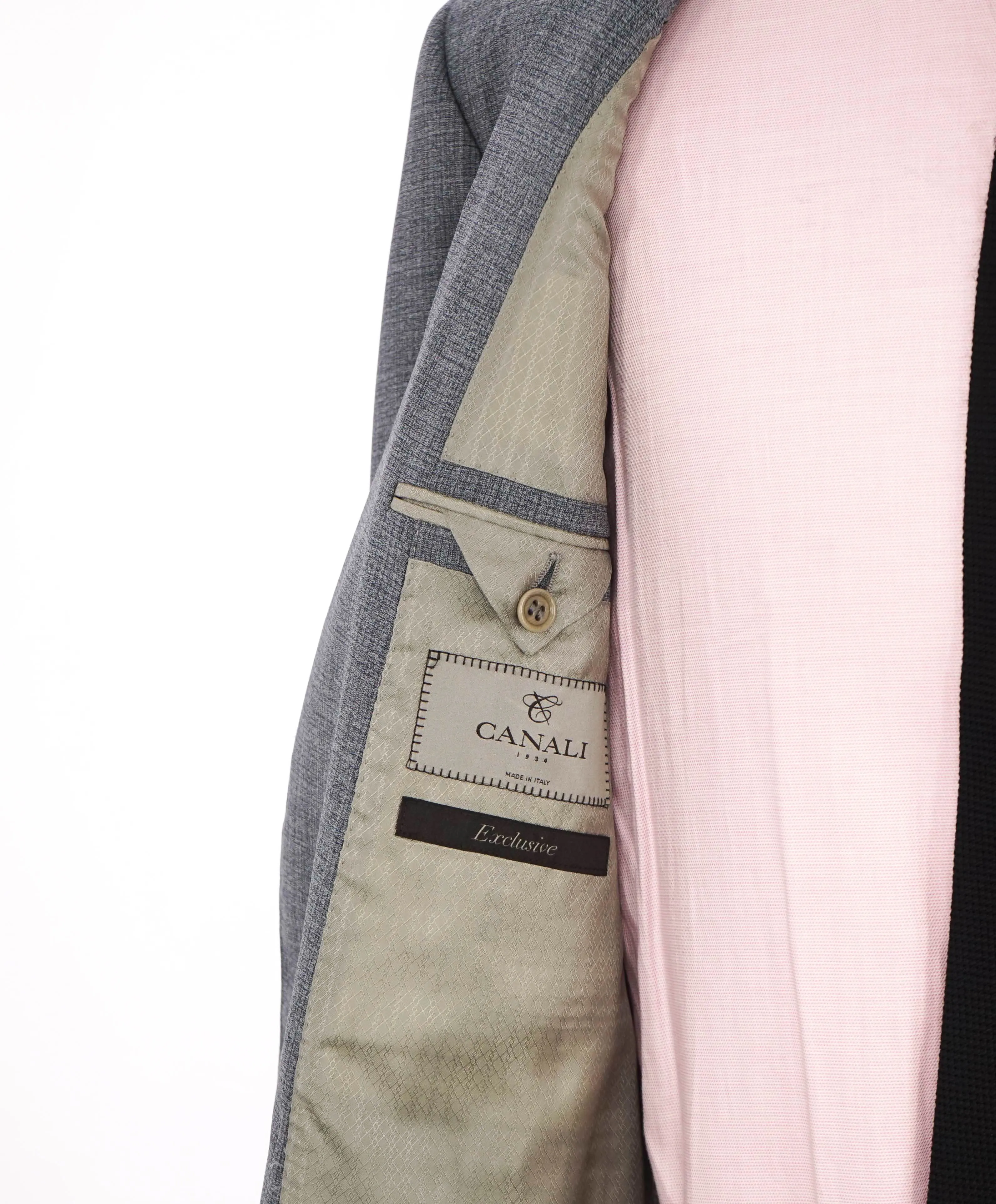 $3,095 CANALI - **EXCLUSIVE**SUPER 150's Steel Blue Textured Notch Lapel Suit - 46R