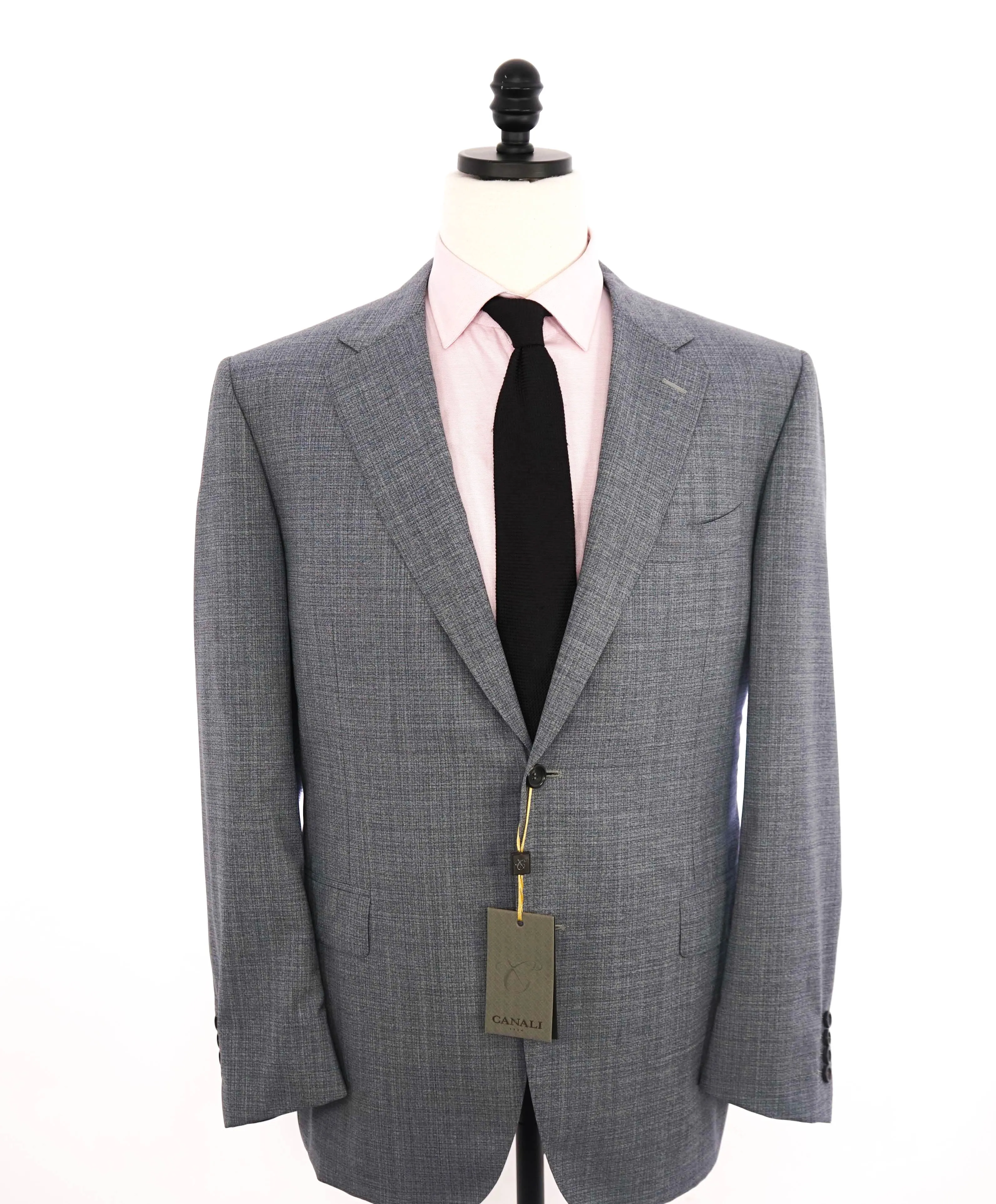 $3,095 CANALI - **EXCLUSIVE**SUPER 150's Steel Blue Textured Notch Lapel Suit - 46R