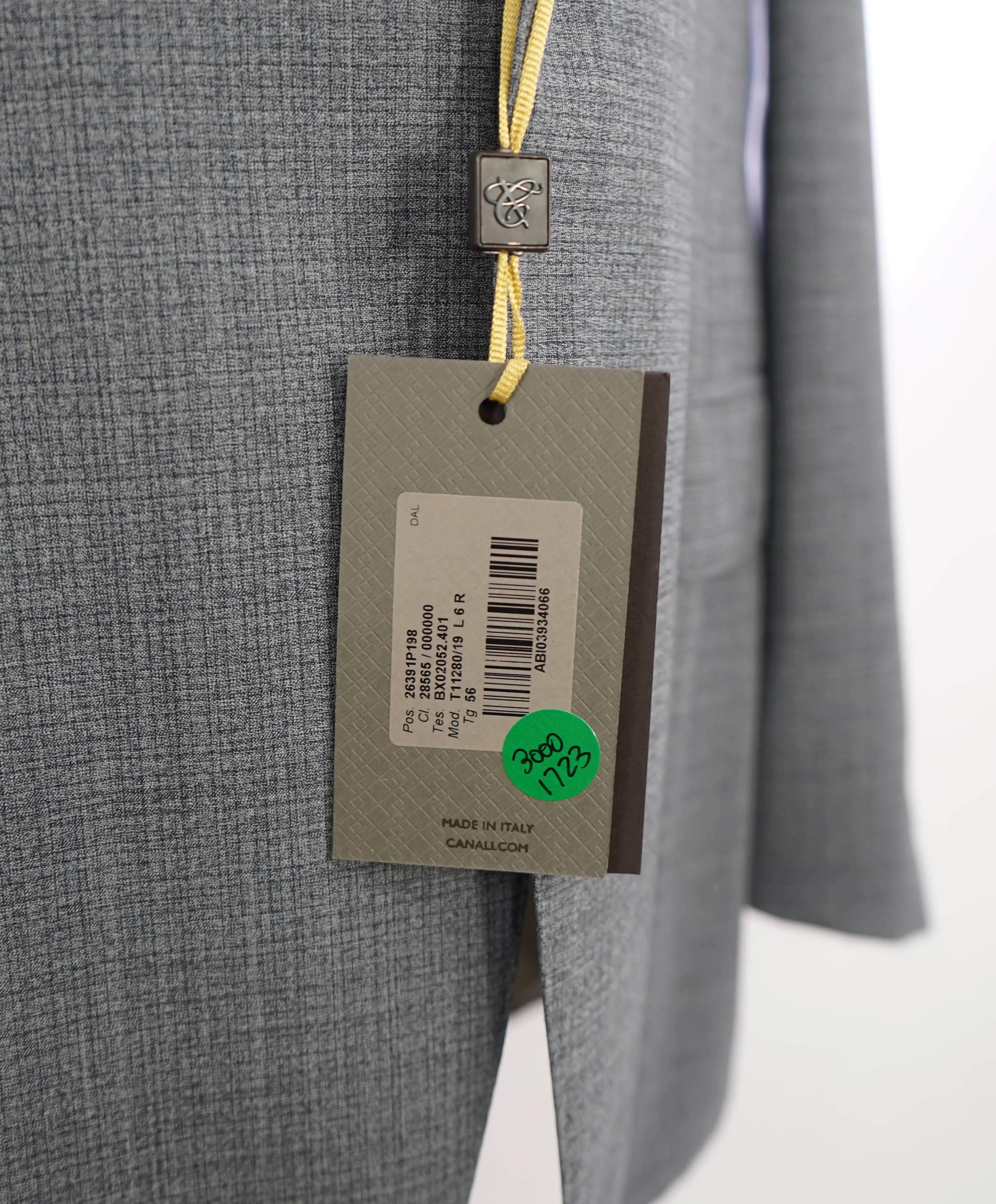 $3,095 CANALI - **EXCLUSIVE**SUPER 150's Steel Blue Textured Notch Lapel Suit - 46R