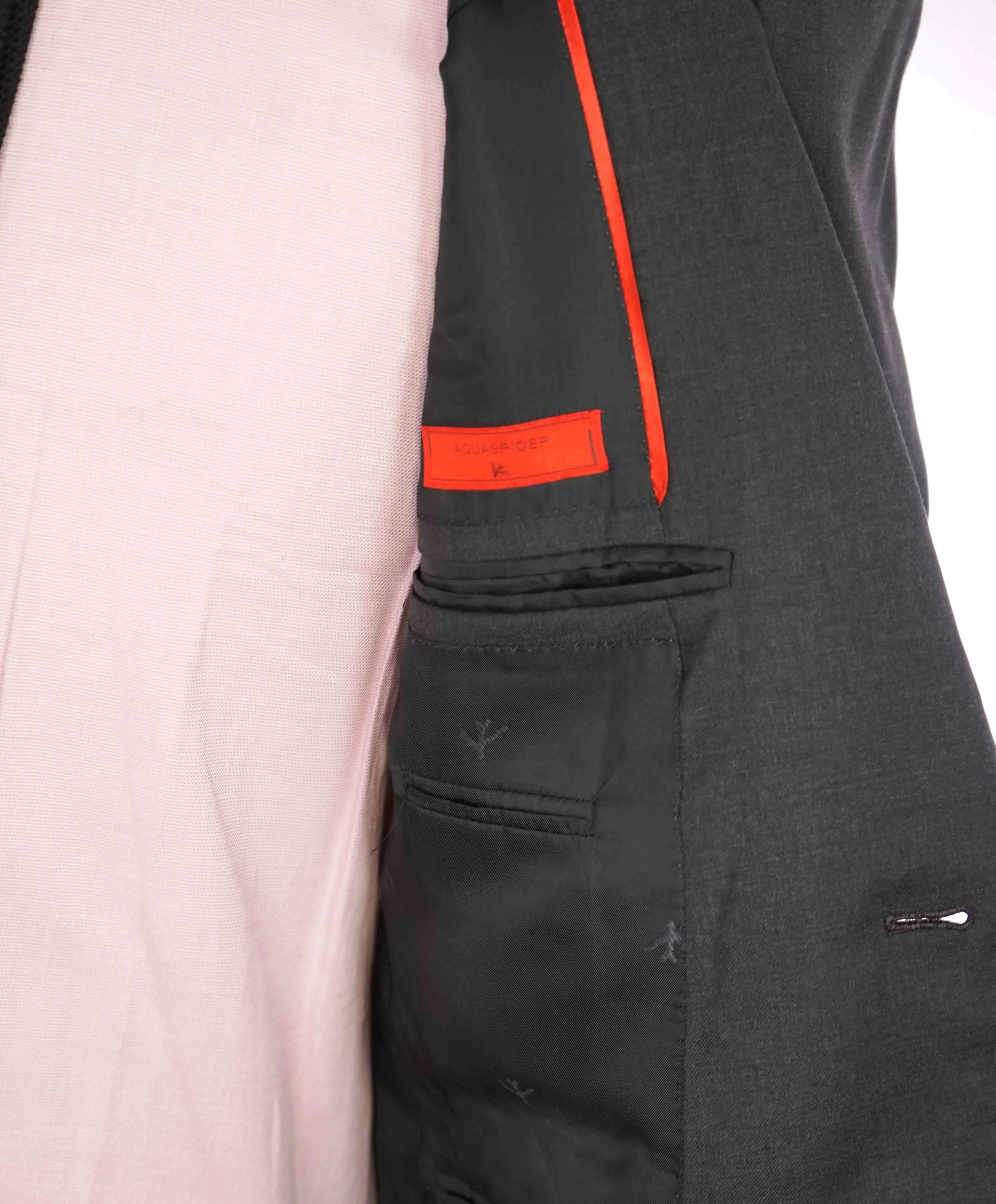 $3,750 ISAIA - Gray "AQUASPIDER" *CLOSET STAPLE* Coral Pin Suit - 42L