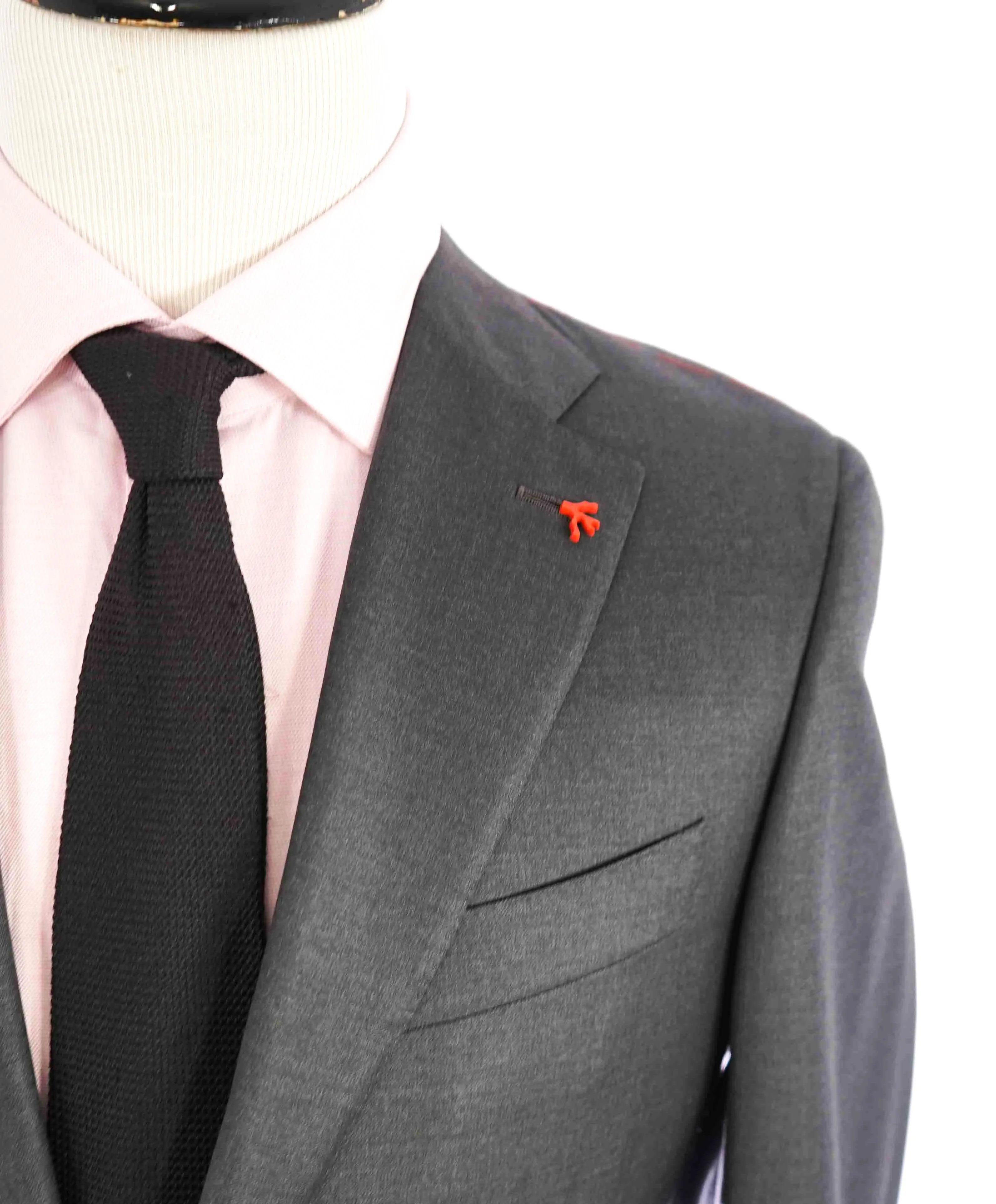 $3,750 ISAIA - Gray "AQUASPIDER" *CLOSET STAPLE* Coral Pin Suit - 42L
