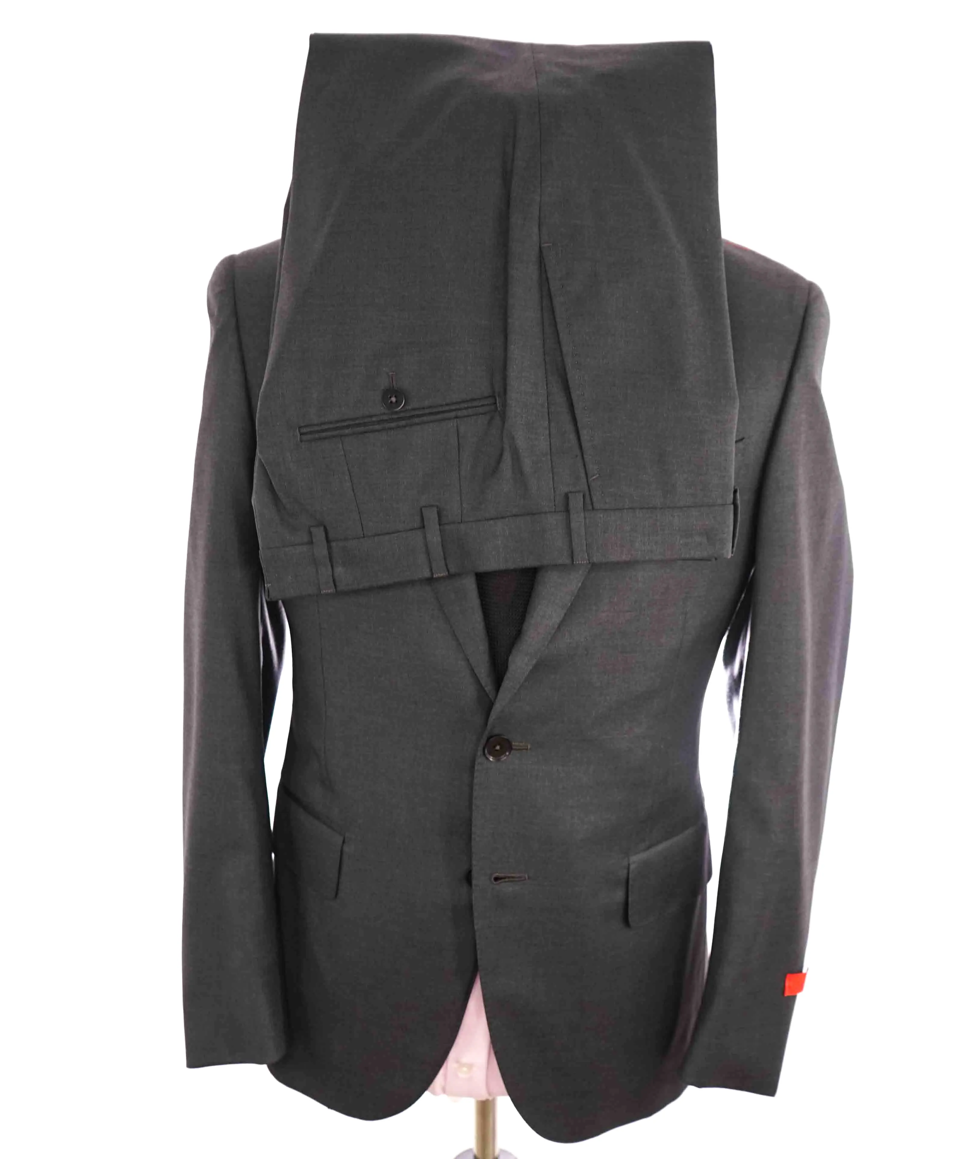 $3,750 ISAIA - Gray "AQUASPIDER" *CLOSET STAPLE* Coral Pin Suit - 46R