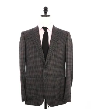 $3,750 ISAIA - "BASE GREGORY" *CLOSET STAPLE* Gray Plaid Coral Pin Suit - 40R