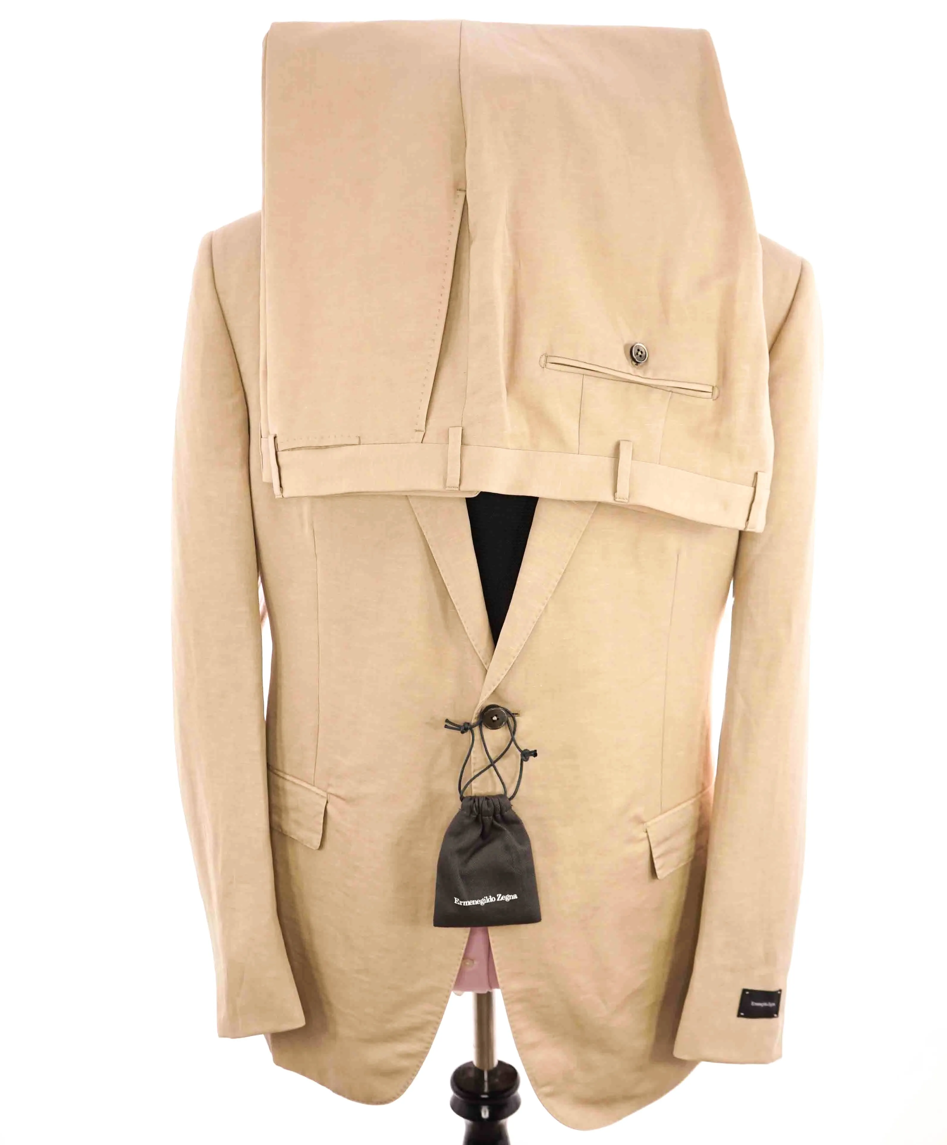 $3,995 ERMENEGILDO ZEGNA -"TROFEO" Wool/Linen Beige Suit - 48R