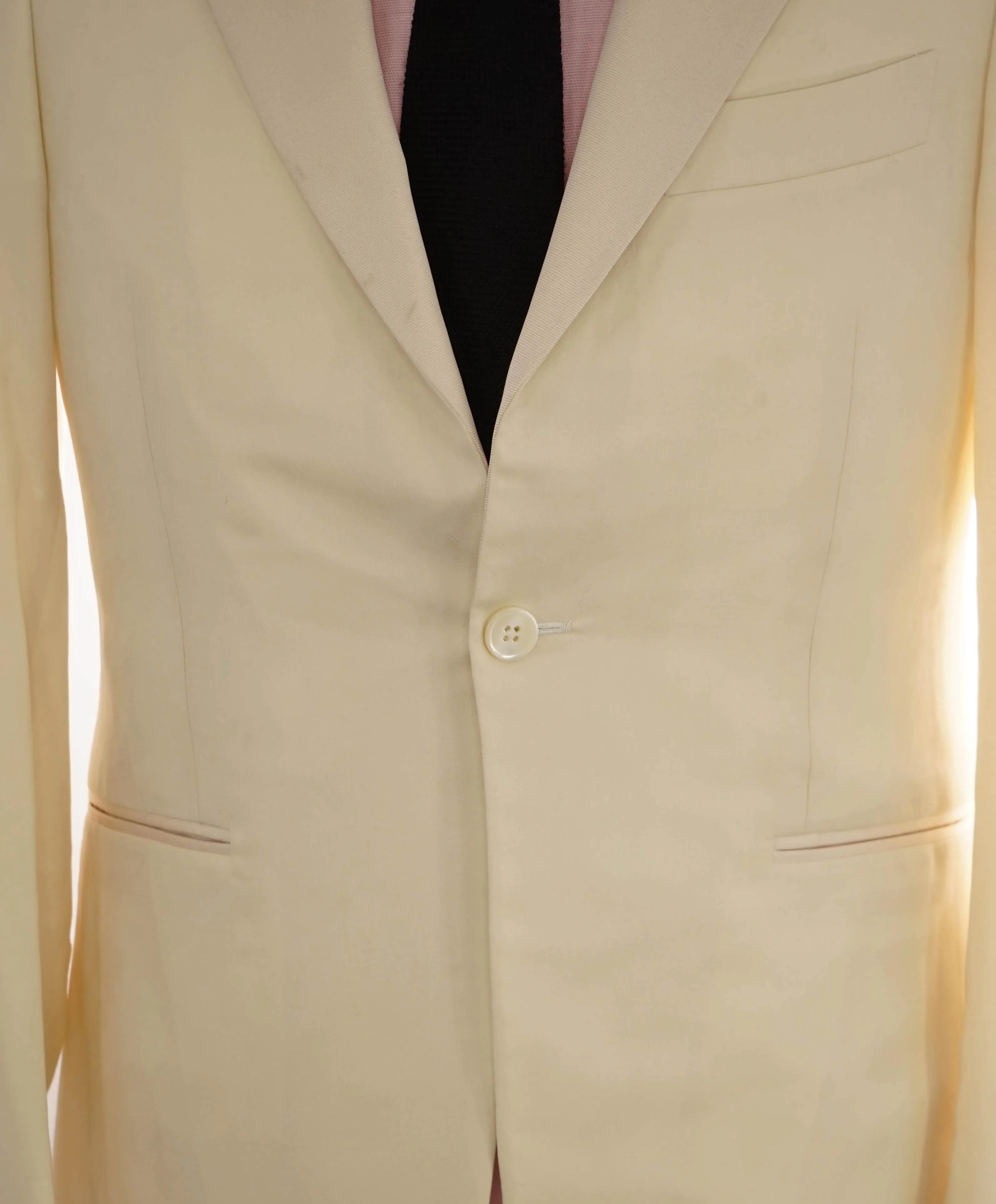 $4,500 ISAIA - Satin PEAK LAPEL Ivory Wool Tuxedo Dinner Jacket Blazer - 36R