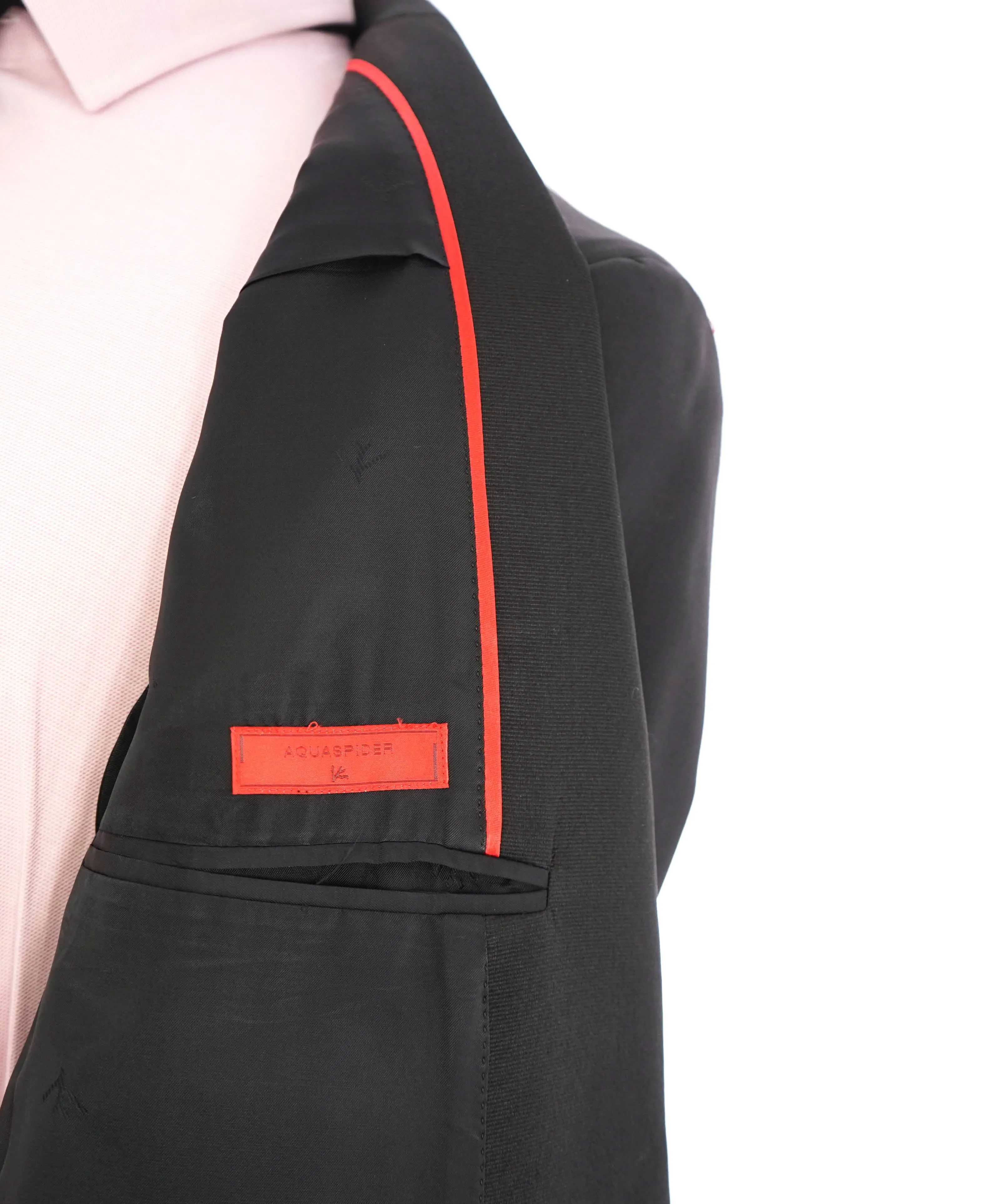 $4,595 ISAIA - "AQUASPIDER" Satin PEAK LAPEL Black Wool Tuxedo - 36S