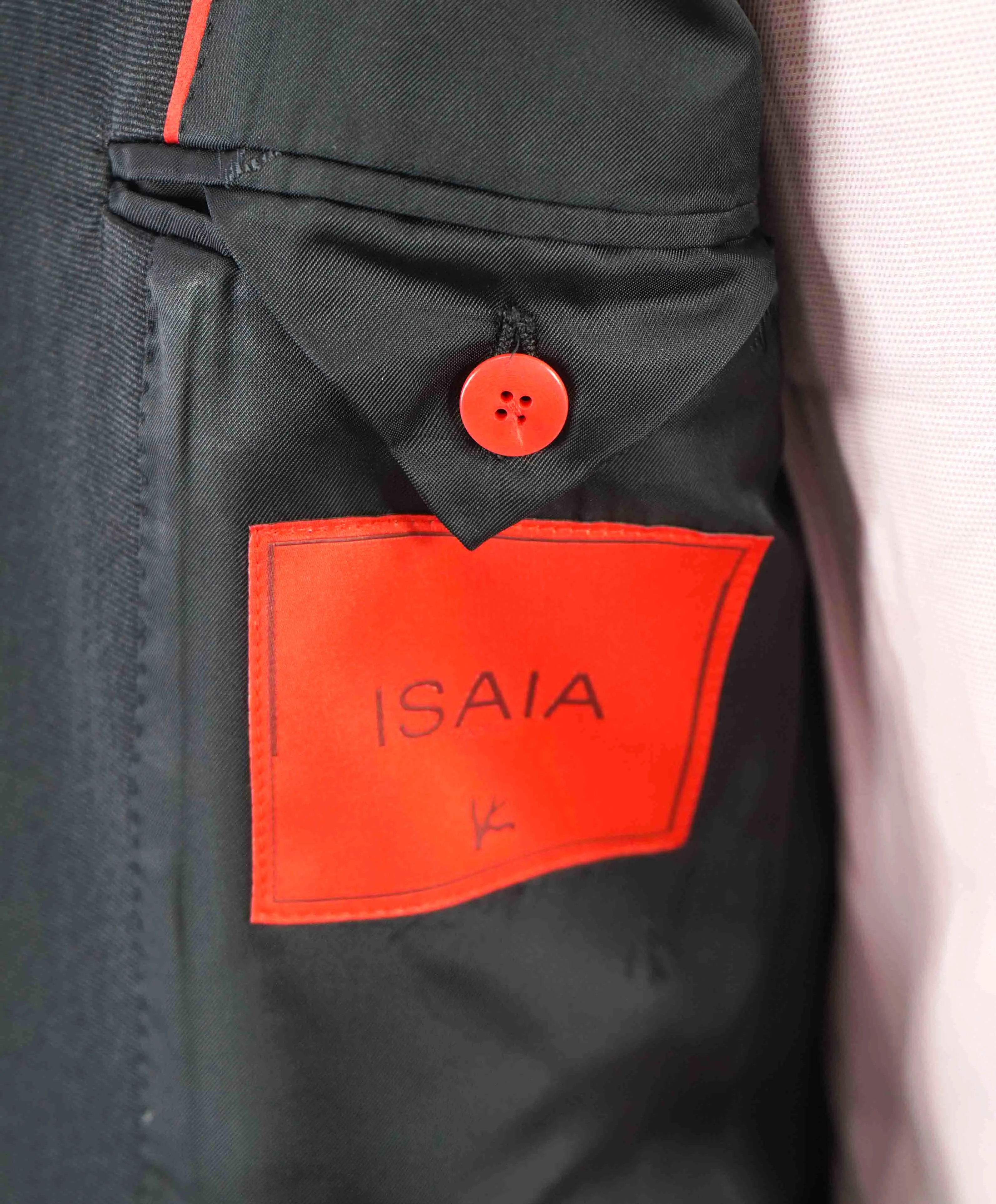 $4,595 ISAIA - "AQUASPIDER" Satin PEAK LAPEL Black Wool Tuxedo - 38S