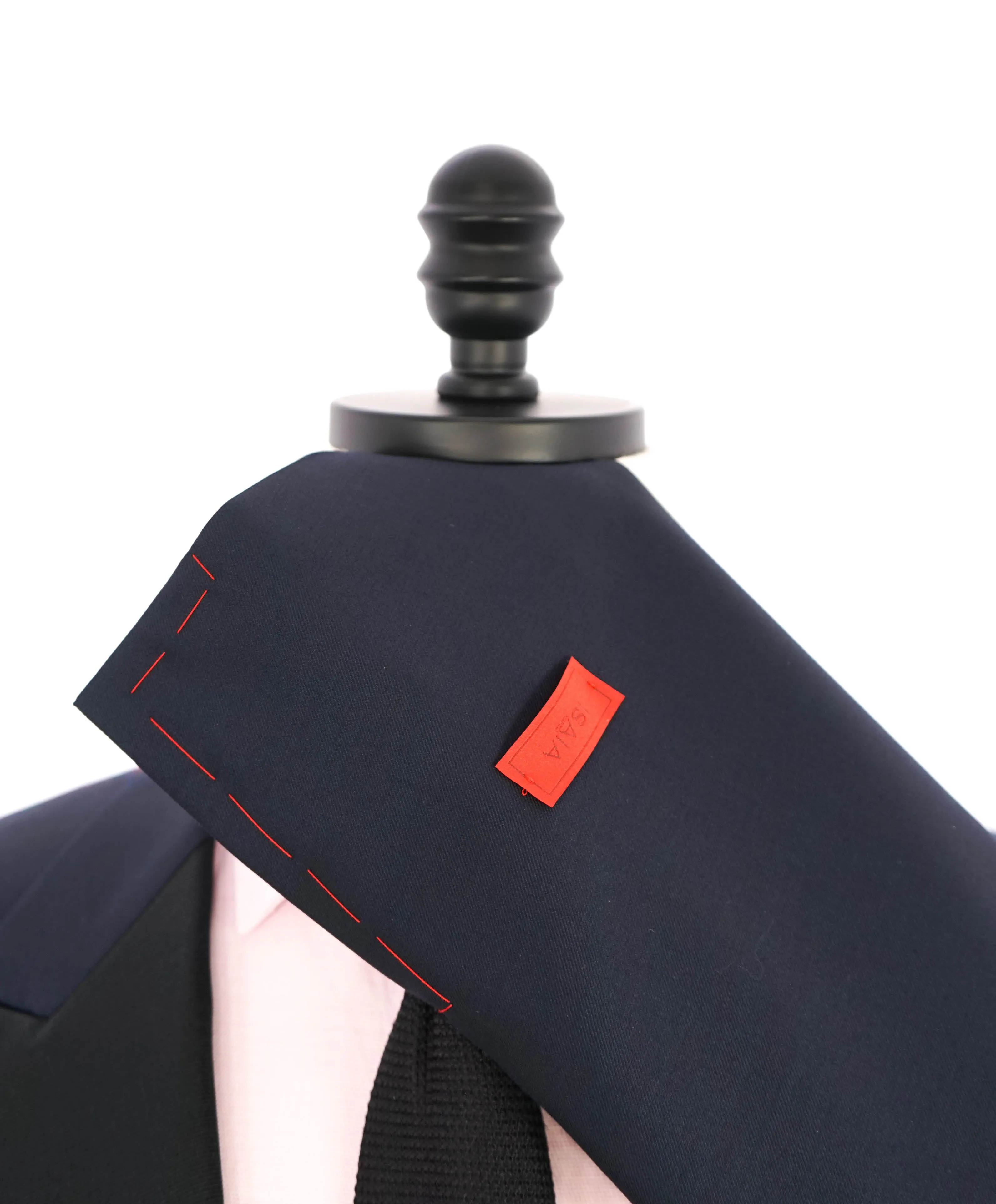 $4,595 ISAIA - "AQUASPIDER" Satin PEAK LAPEL Navy Blue Wool Tuxedo - 42L