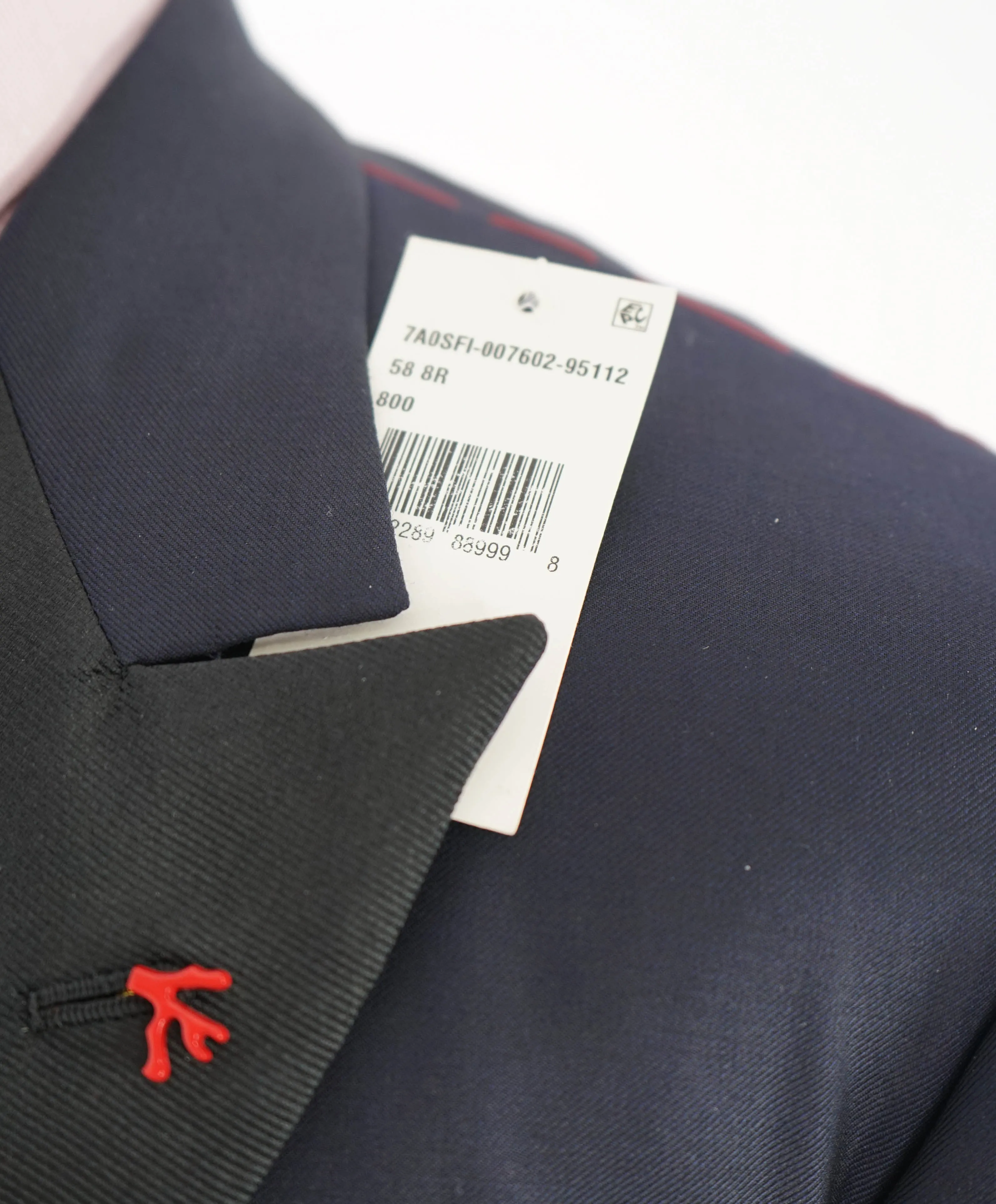 $4,595 ISAIA - "AQUASPIDER" Satin PEAK LAPEL Navy Blue Wool Tuxedo - 48L
