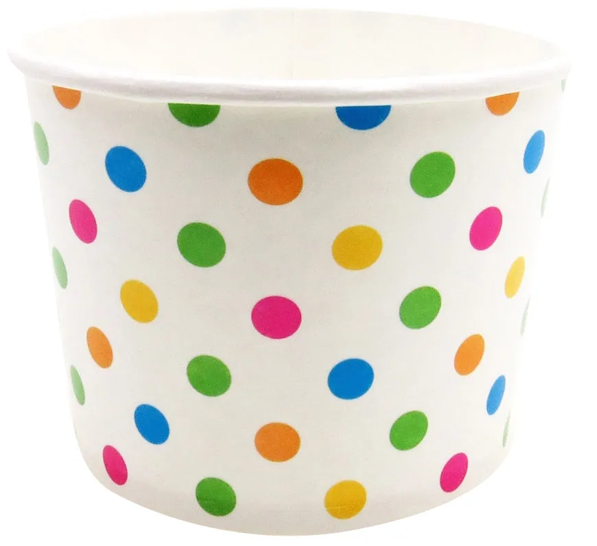 4oz Rainbow Polka Dot Ice Cream Cups (1000/Case)
