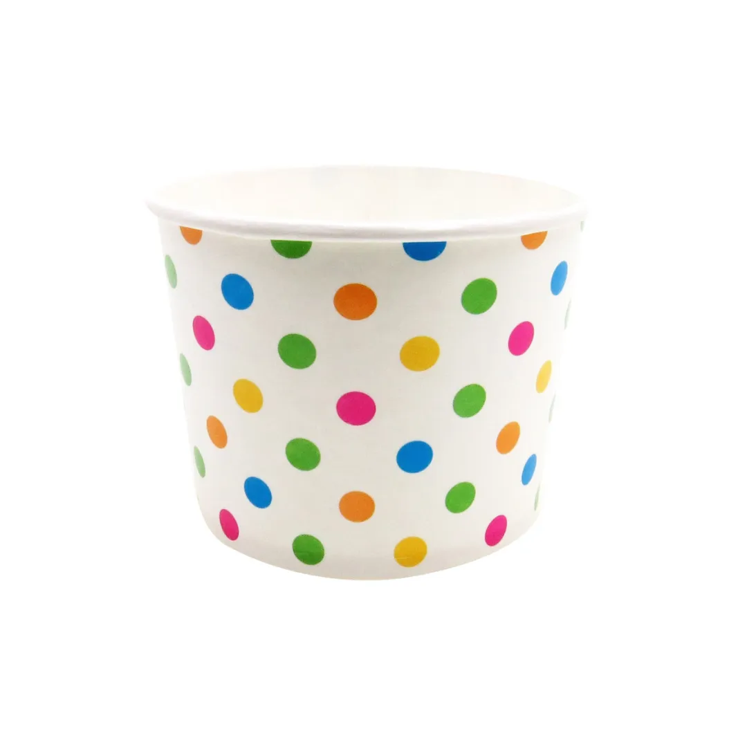 4oz Rainbow Polka Dot Ice Cream Cups (1000/Case)