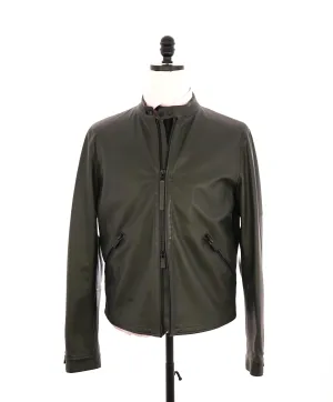 $5,245 ERMENEGILDO ZEGNA - Made In Italy Fitted SUPPLE CALF LEATHER Jacket Green - 40R