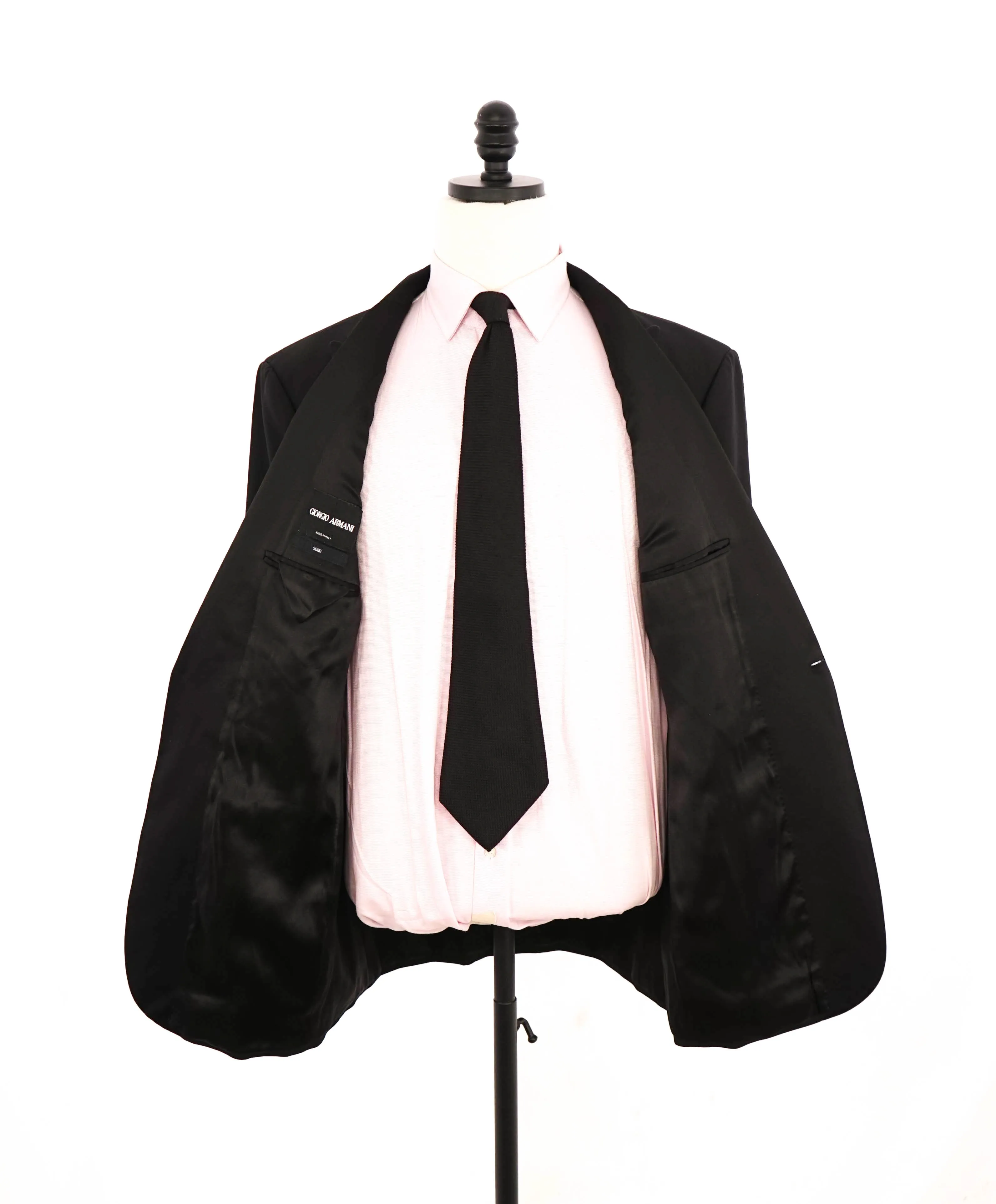 $5,494 GIORGIO ARMANI - "SOHO" Black SILK LINED Peak Lapel Tuxedo - 46R