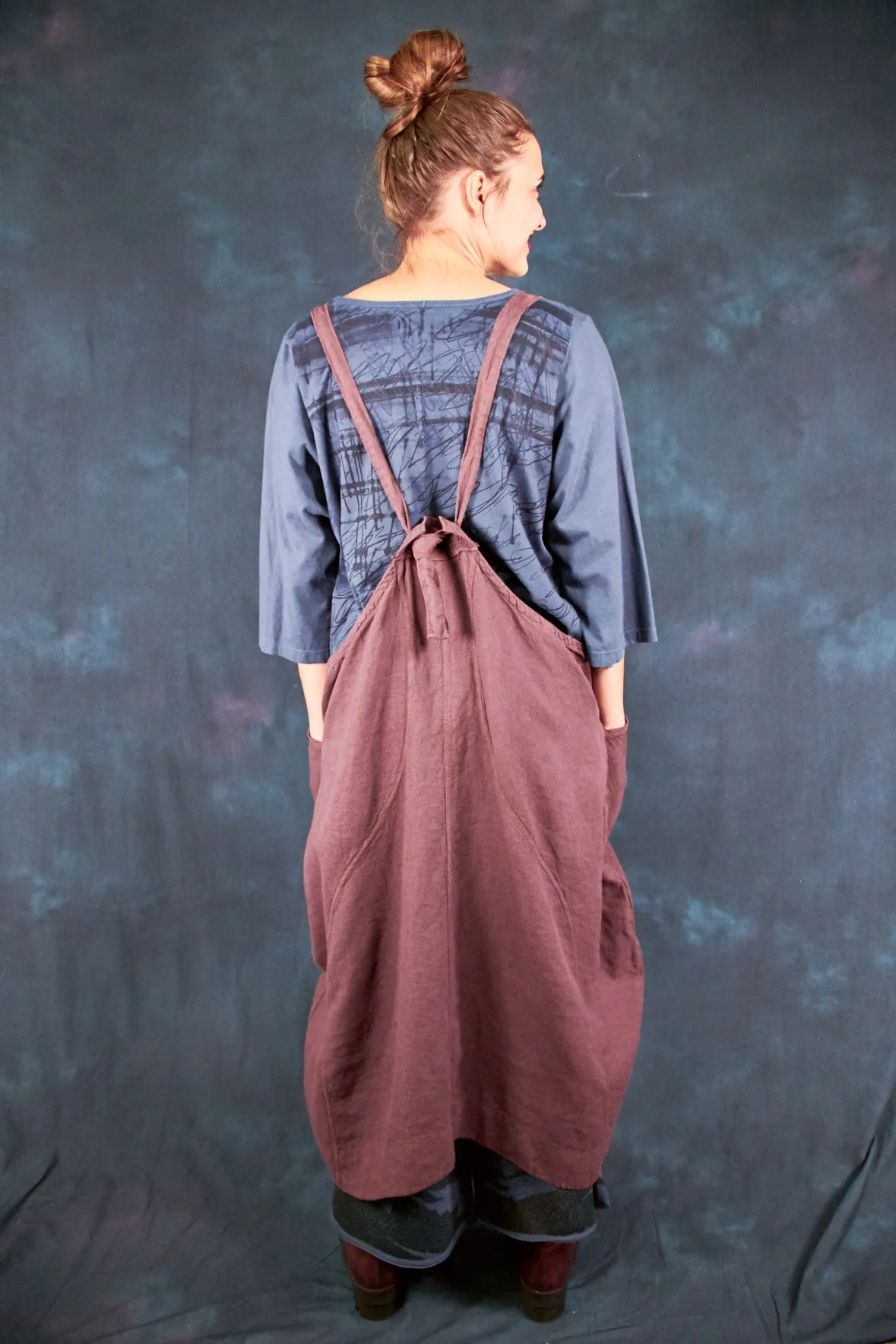 6211 Heavy Weave Linen Curve Apron Incense-P