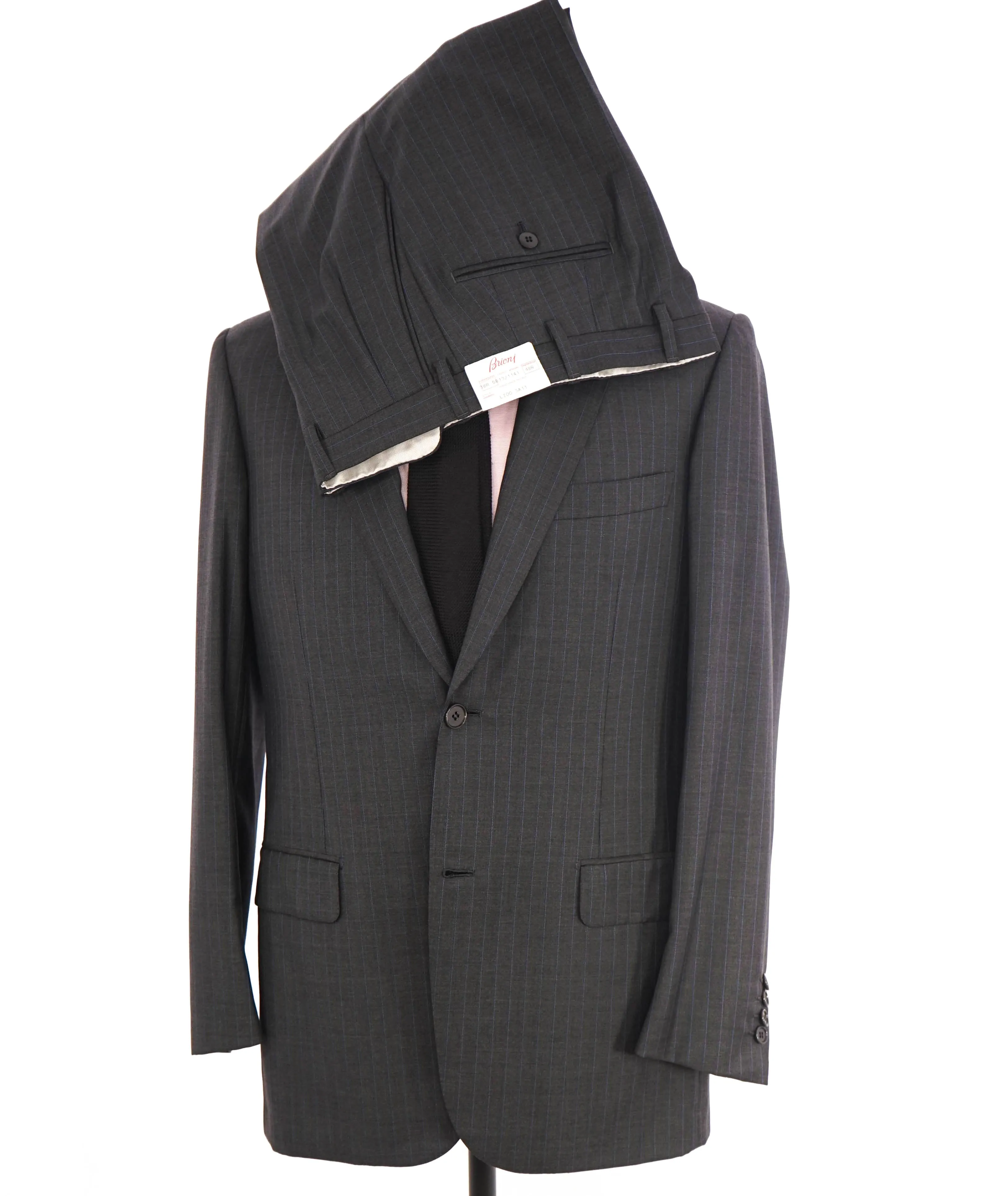 $6700 BRIONI - Gray/Blue 2-Btn Super *CELEB FAVE* 150's Suit - 38R