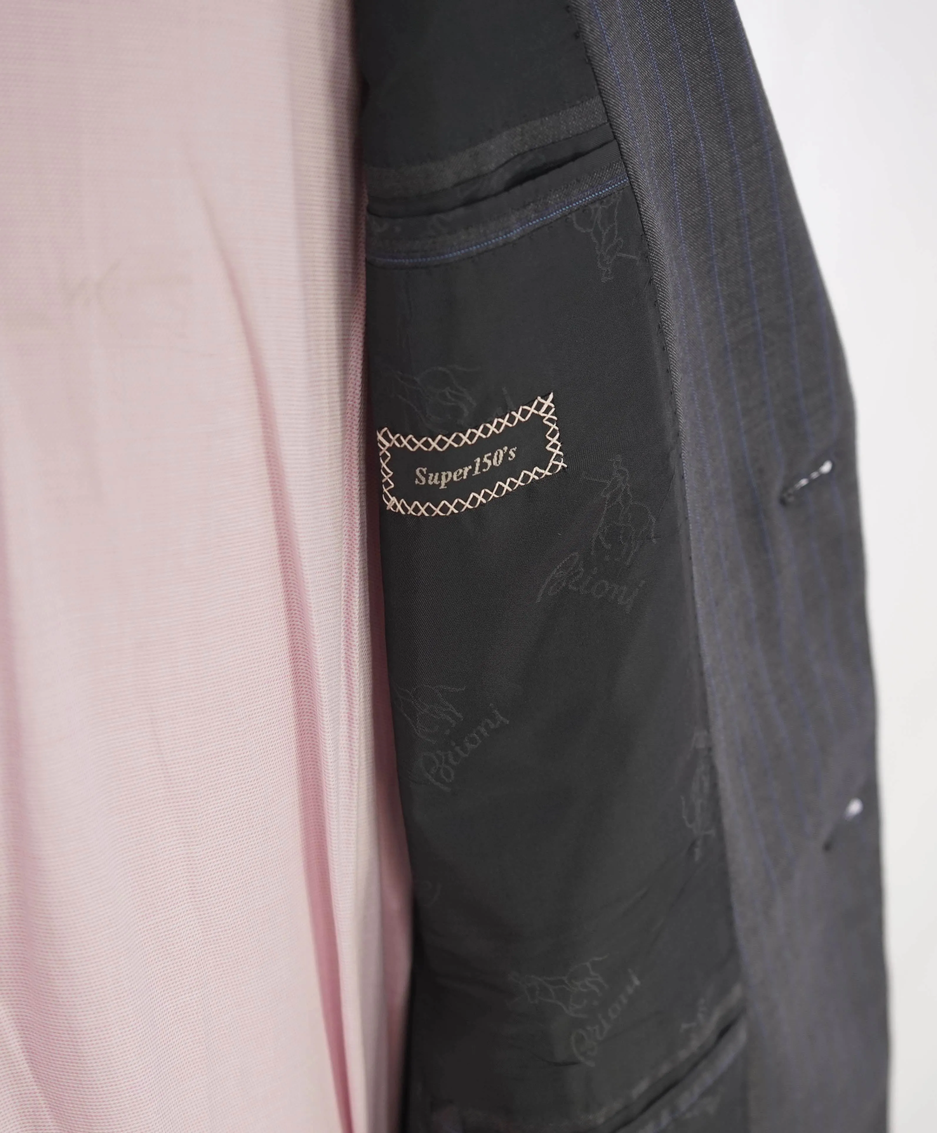 $6700 BRIONI - Gray/Blue 2-Btn Super *CELEB FAVE* 150's Suit - 38R