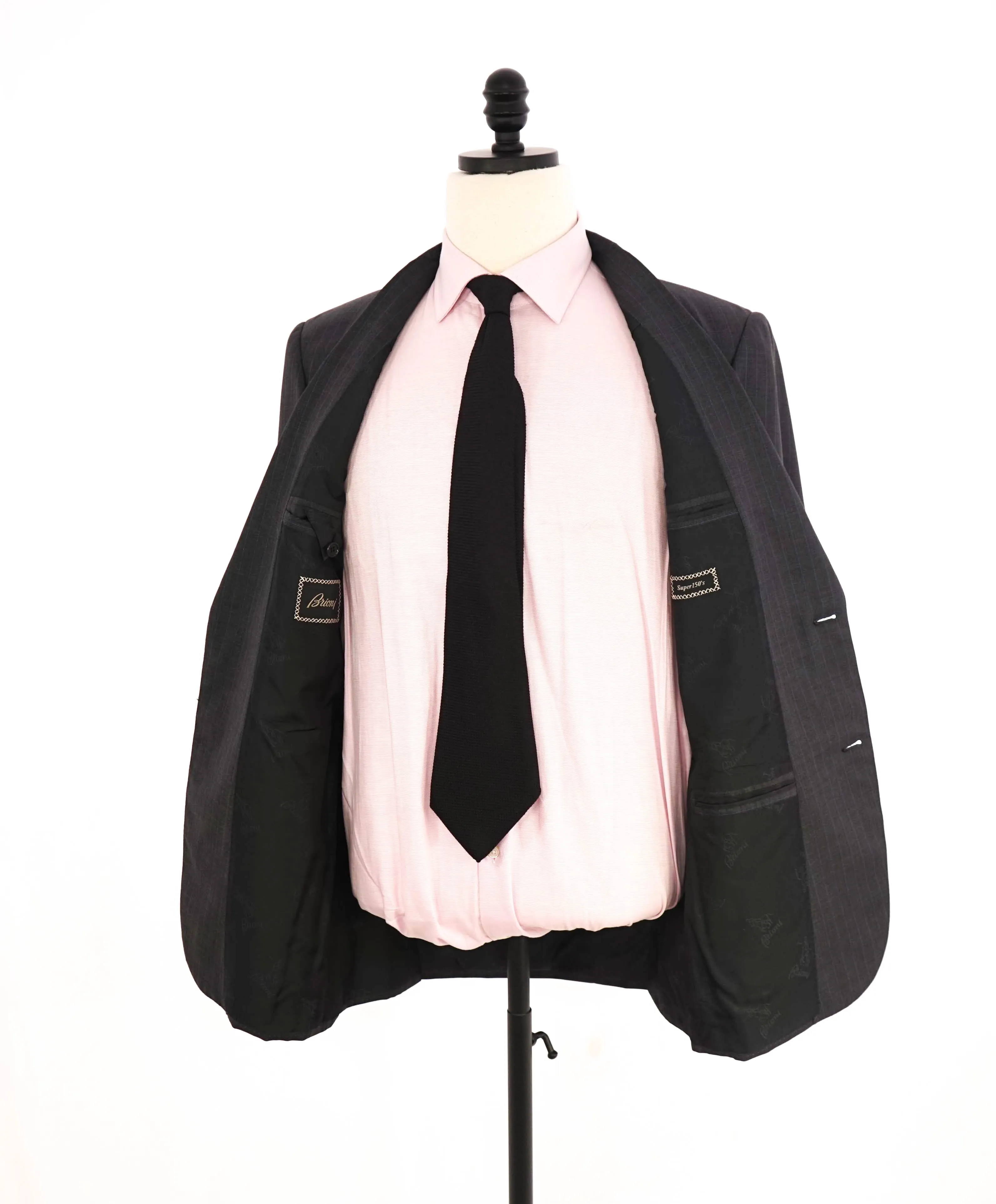 $6700 BRIONI - Gray/Blue 2-Btn Super *CELEB FAVE* 150's Suit - 38R