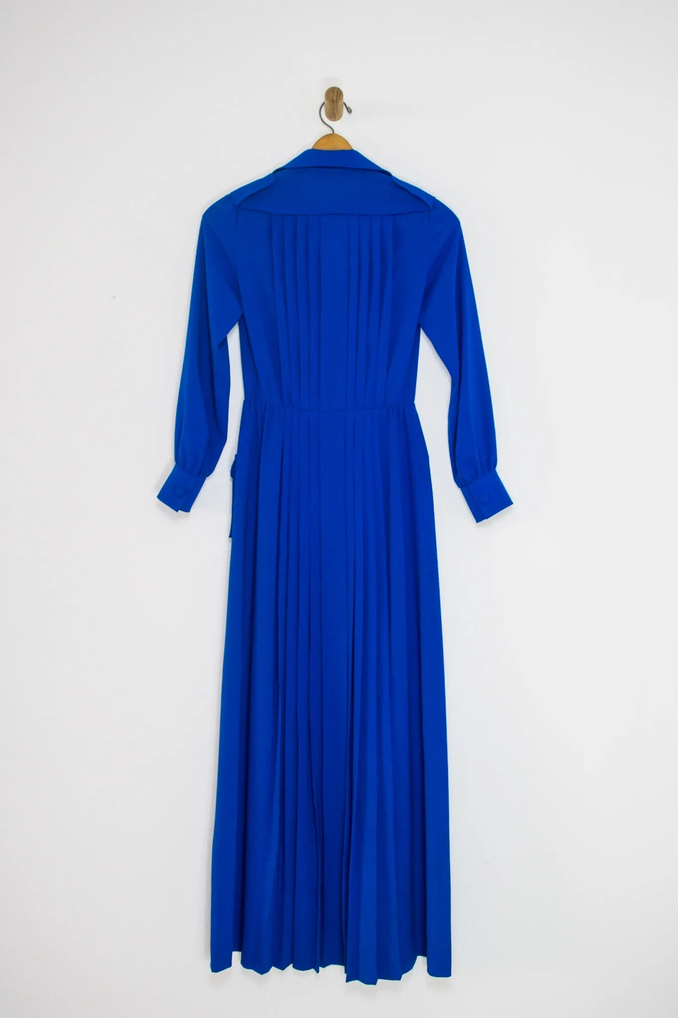 70's SHEER PLEATED DRESS WITH POCKETS / SMALL