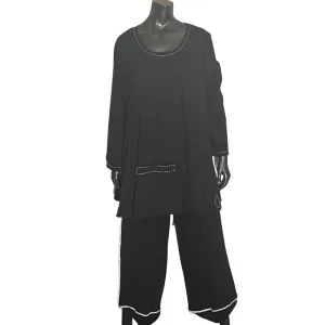 A-Line Tunic with Piping - Black