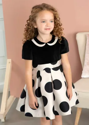 Abel & Lula 5526 Black and Gold Polka Dot Dress In Stock Now