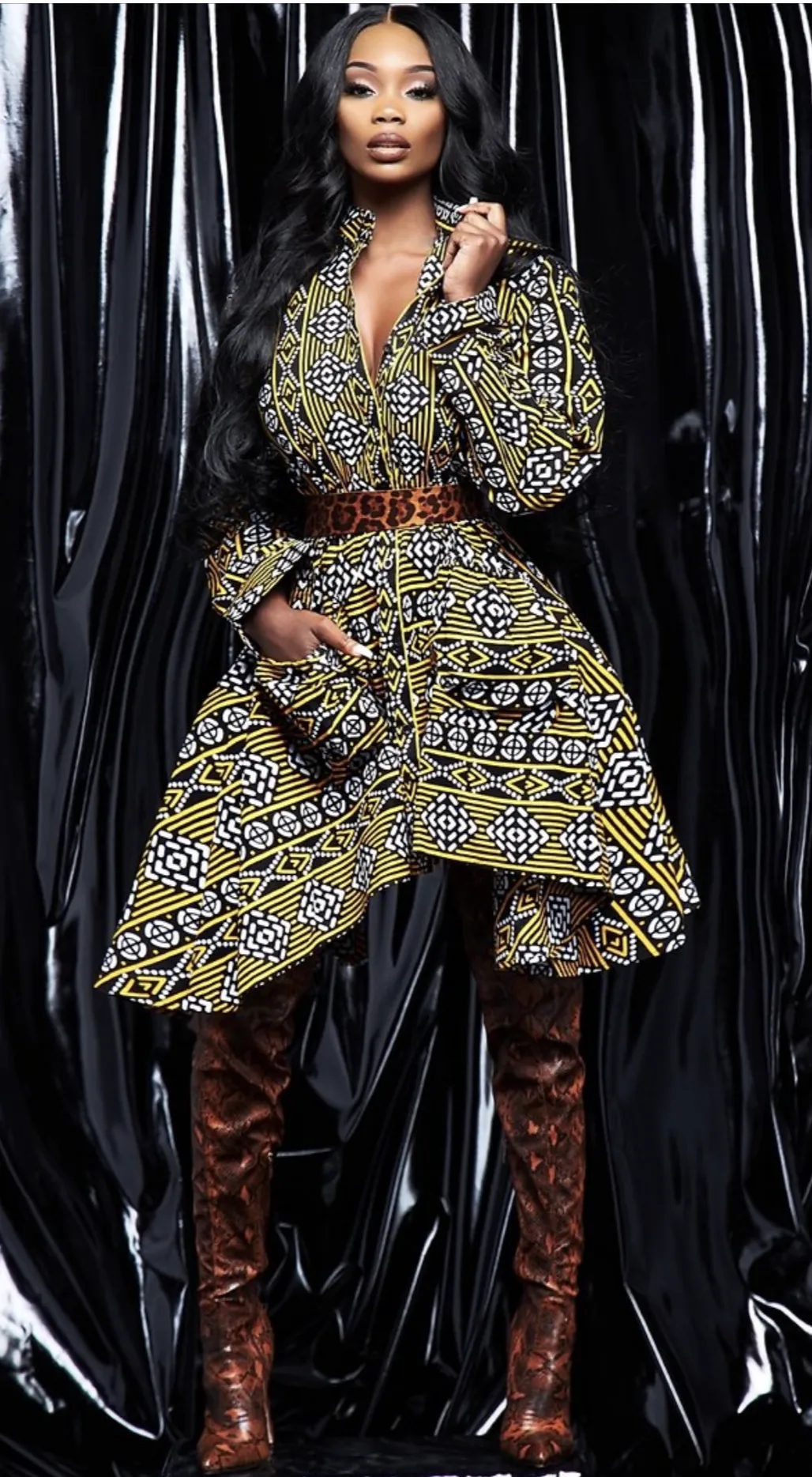 African Print High Low Top