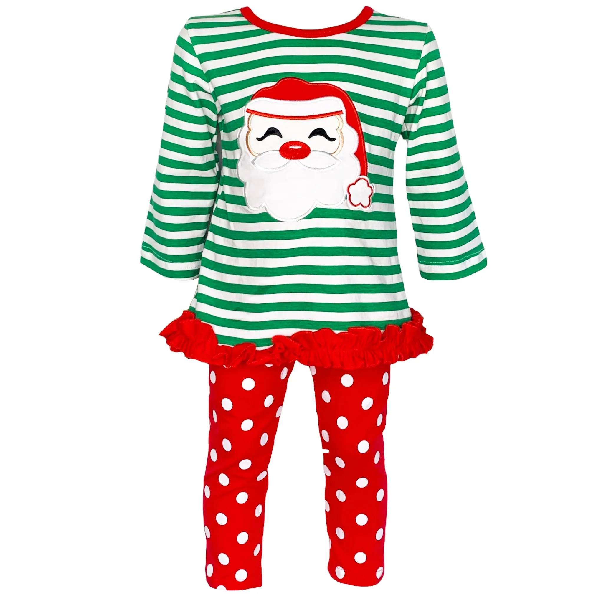 AL Limited Girls Christmas Holiday Santa Tunic Polka dot Pants Party Outfit