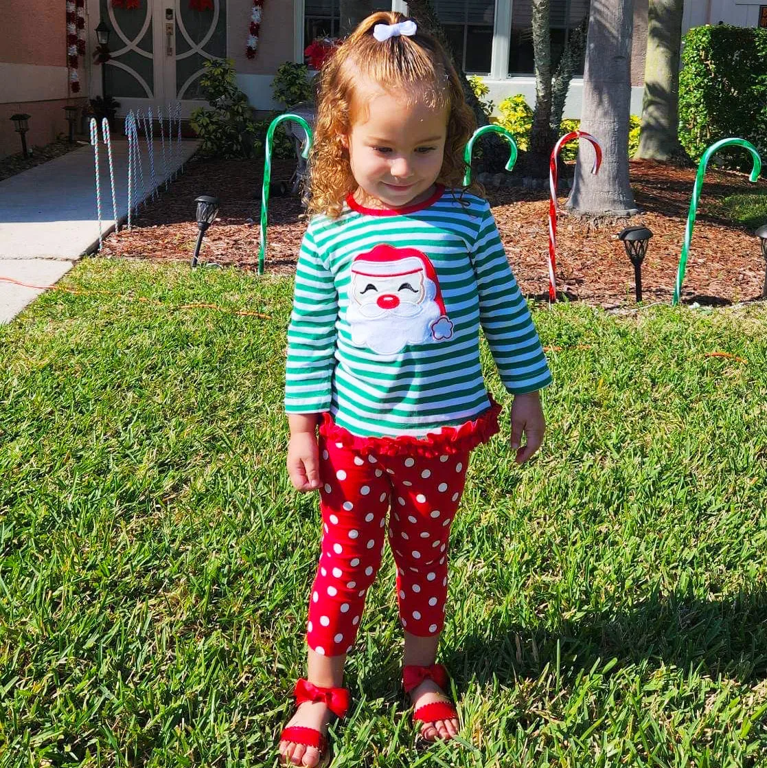 AL Limited Girls Christmas Holiday Santa Tunic Polka dot Pants Party Outfit