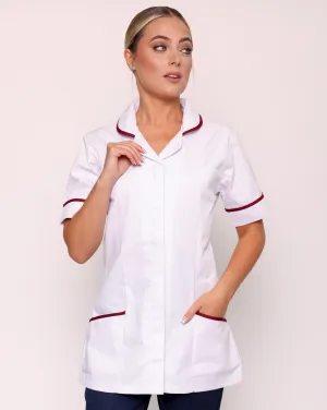 Alcott Ladies Healthcare Tunic - White / Maroon