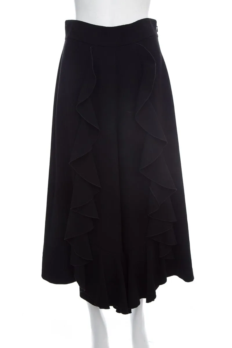 Alexis Black Ruffle Down Front Wide Leg Pants SZ M