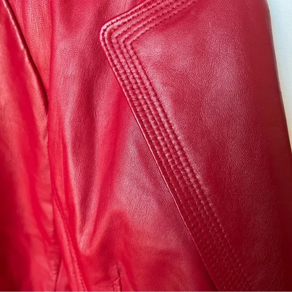 Alfani All Leather Blazer/Jacket - Red - Size Large