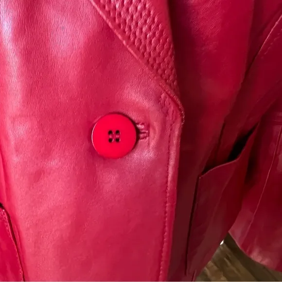 Alfani All Leather Blazer/Jacket - Red - Size Large